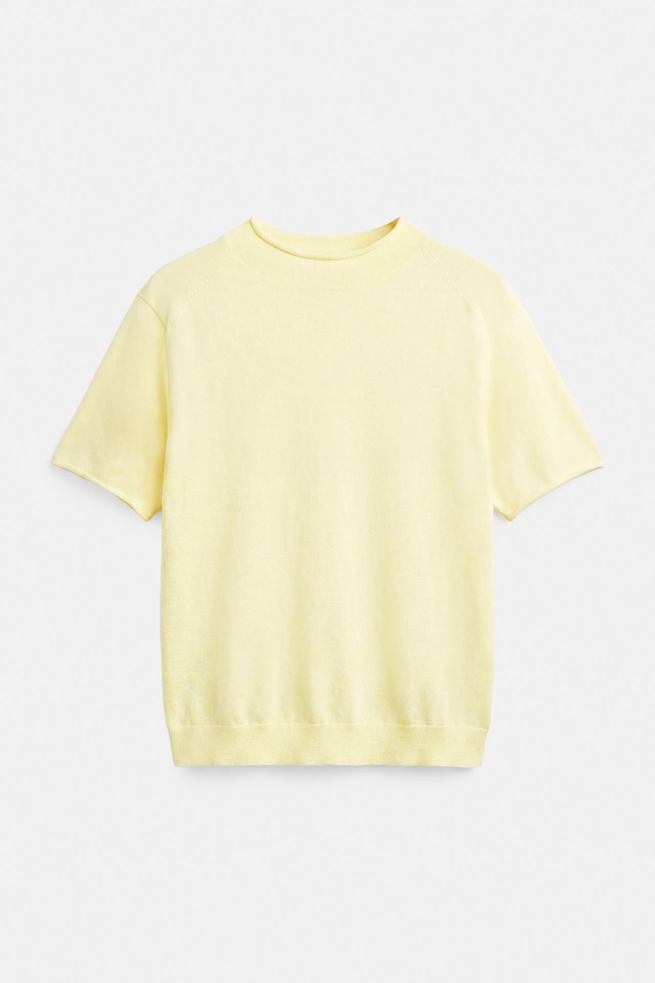 Fine knit short sleeve T-shirt — Yellow