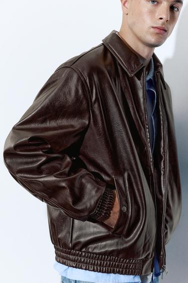 Leather-effect jacket — Dark maroon 3