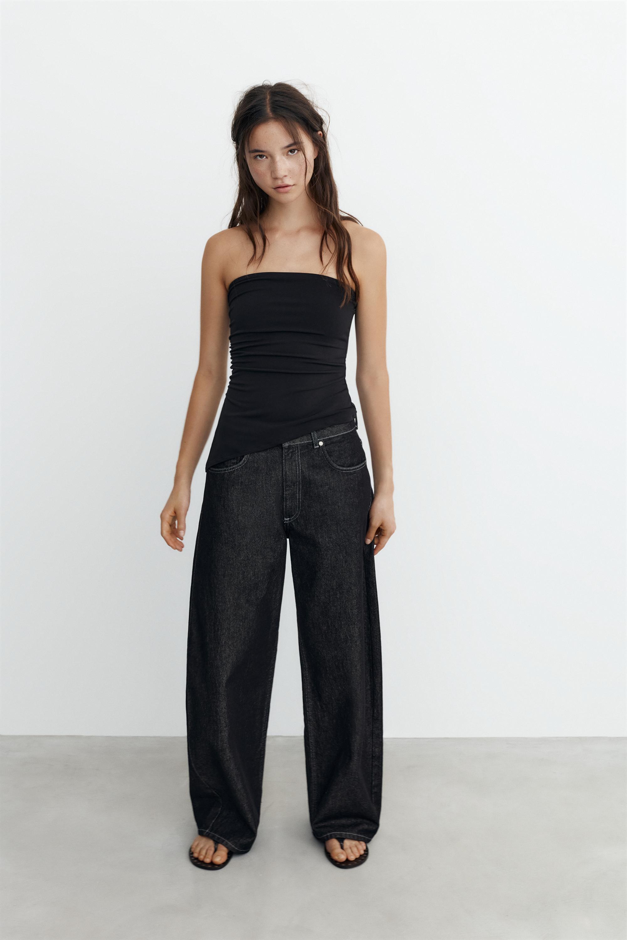 Asymmetric bandeau top — Black