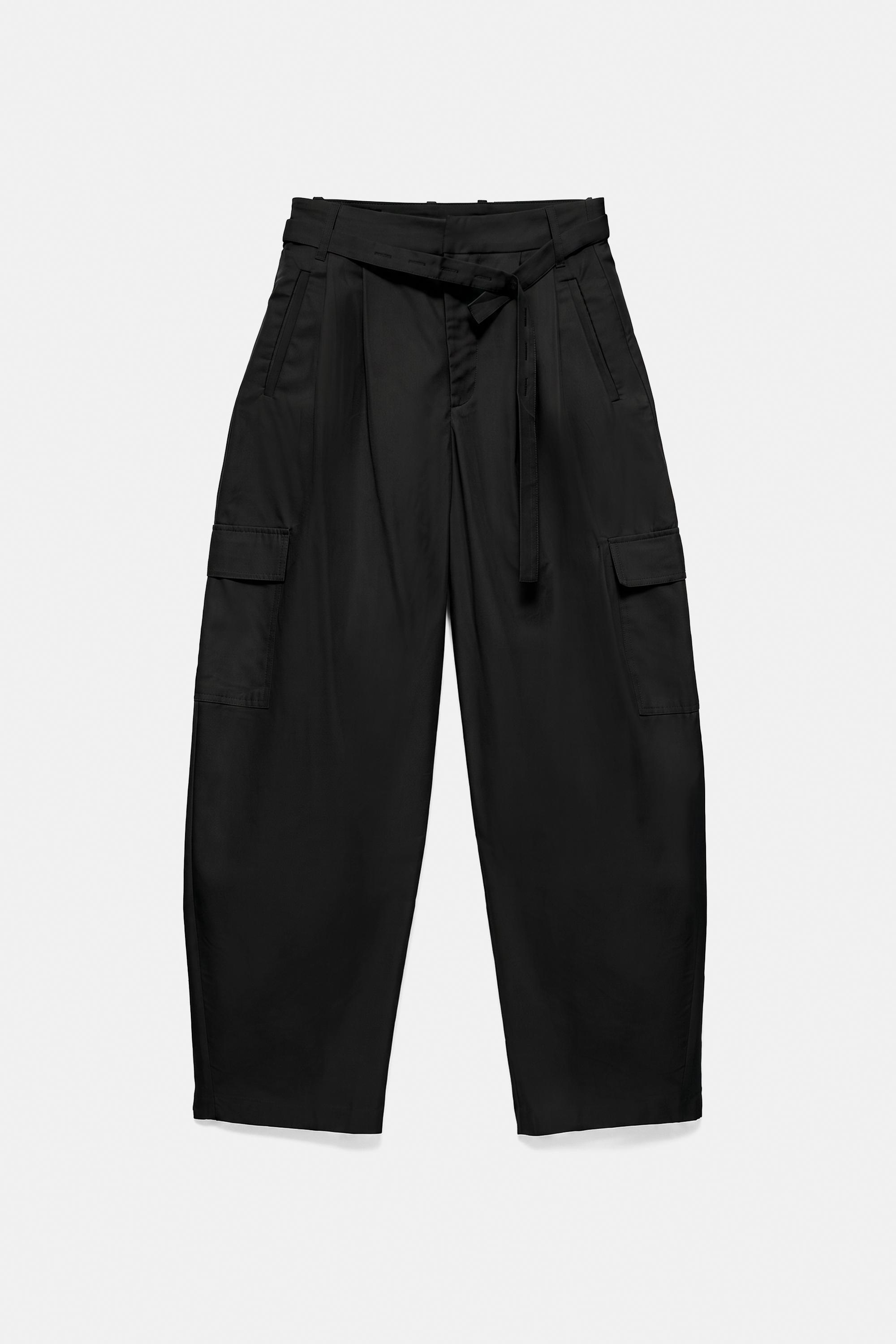 Balloon cargo trousers with belt — Faded black