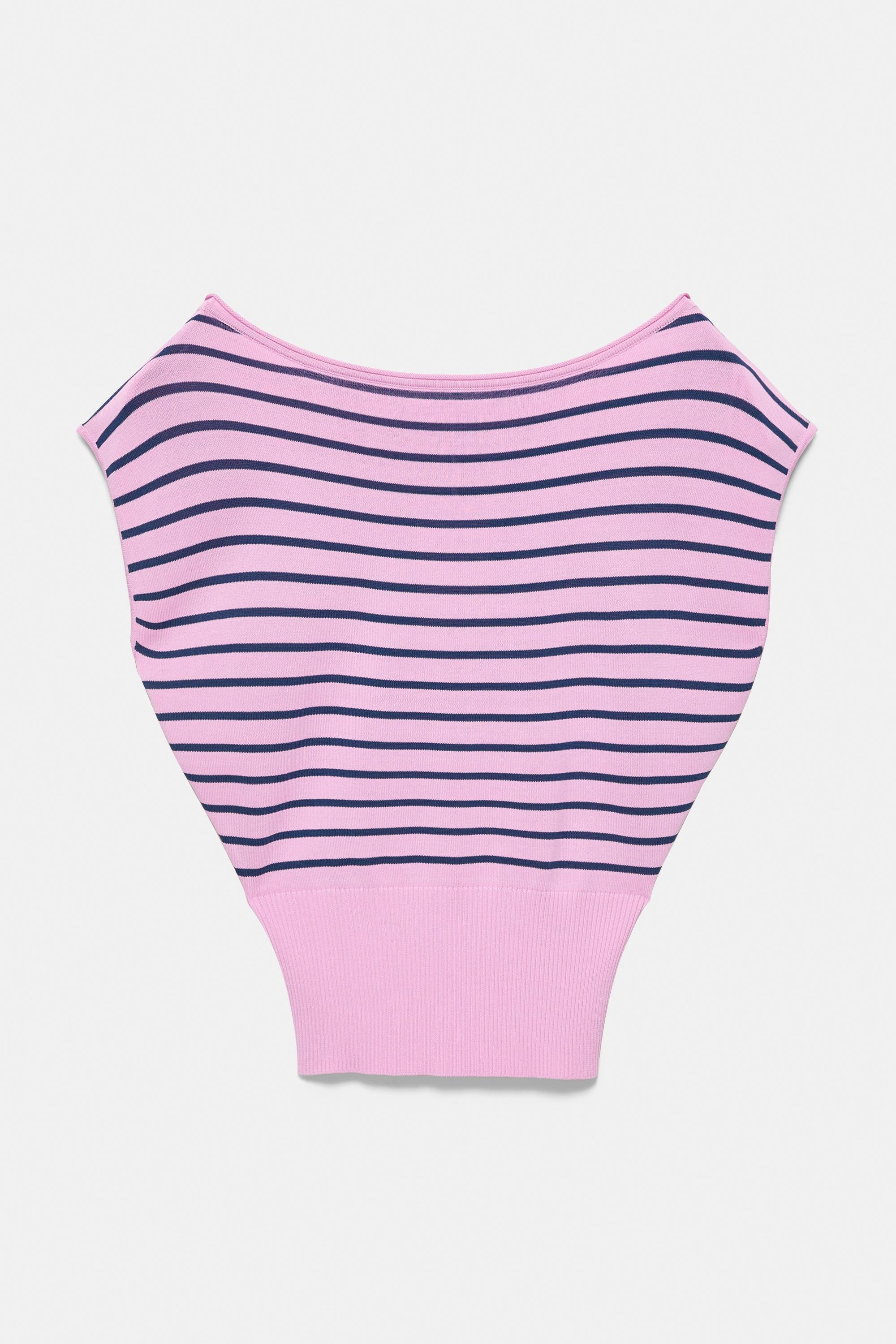Asymmetric knit T-shirt — Pink