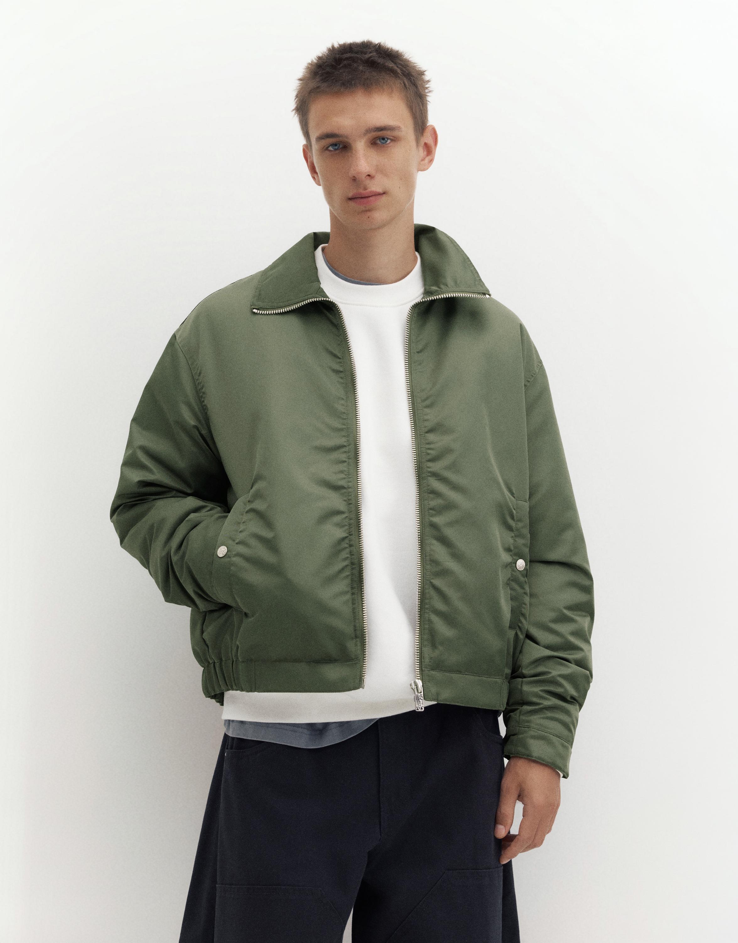 Shirt collar bomber jacket — Medium green