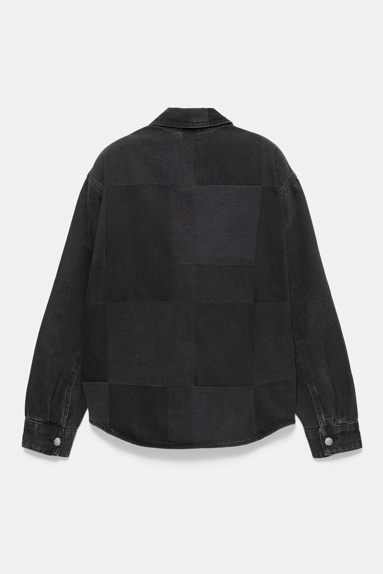 Jacquard denim overshirt — Faded black