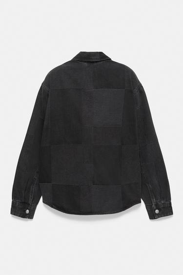 Jacquard denim overshirt — Faded black 8