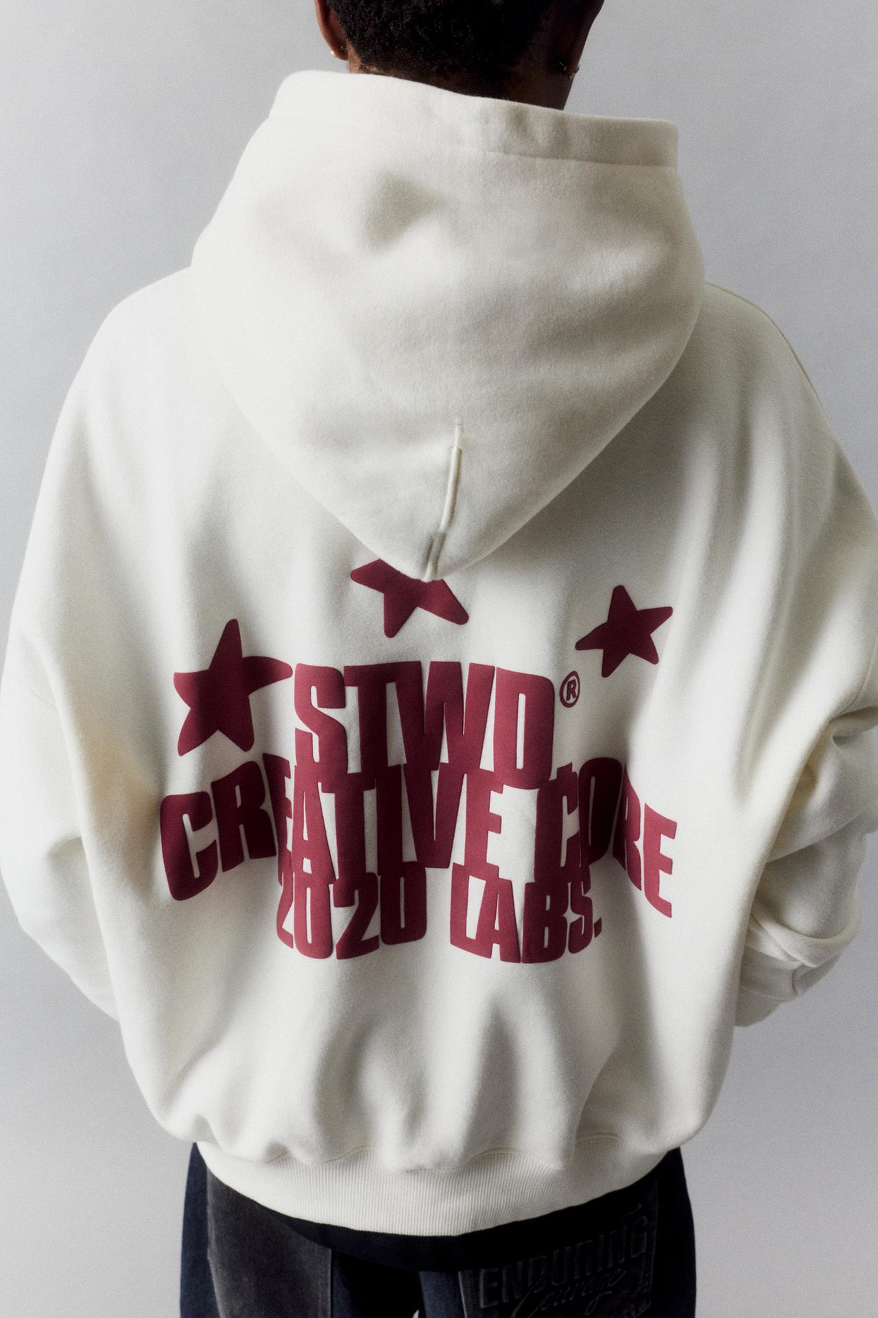 STWD star sweatshirt with hood — White