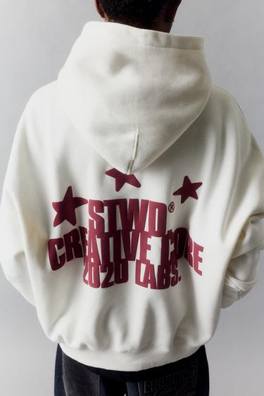 STWD star sweatshirt with hood — White 3
