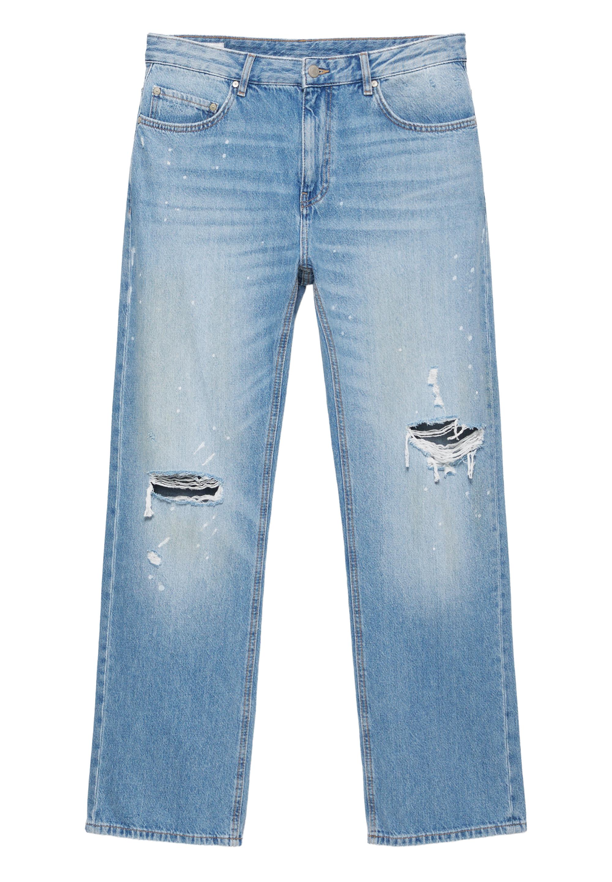 Ripped slim fit bootcut jeans — Pale indigo