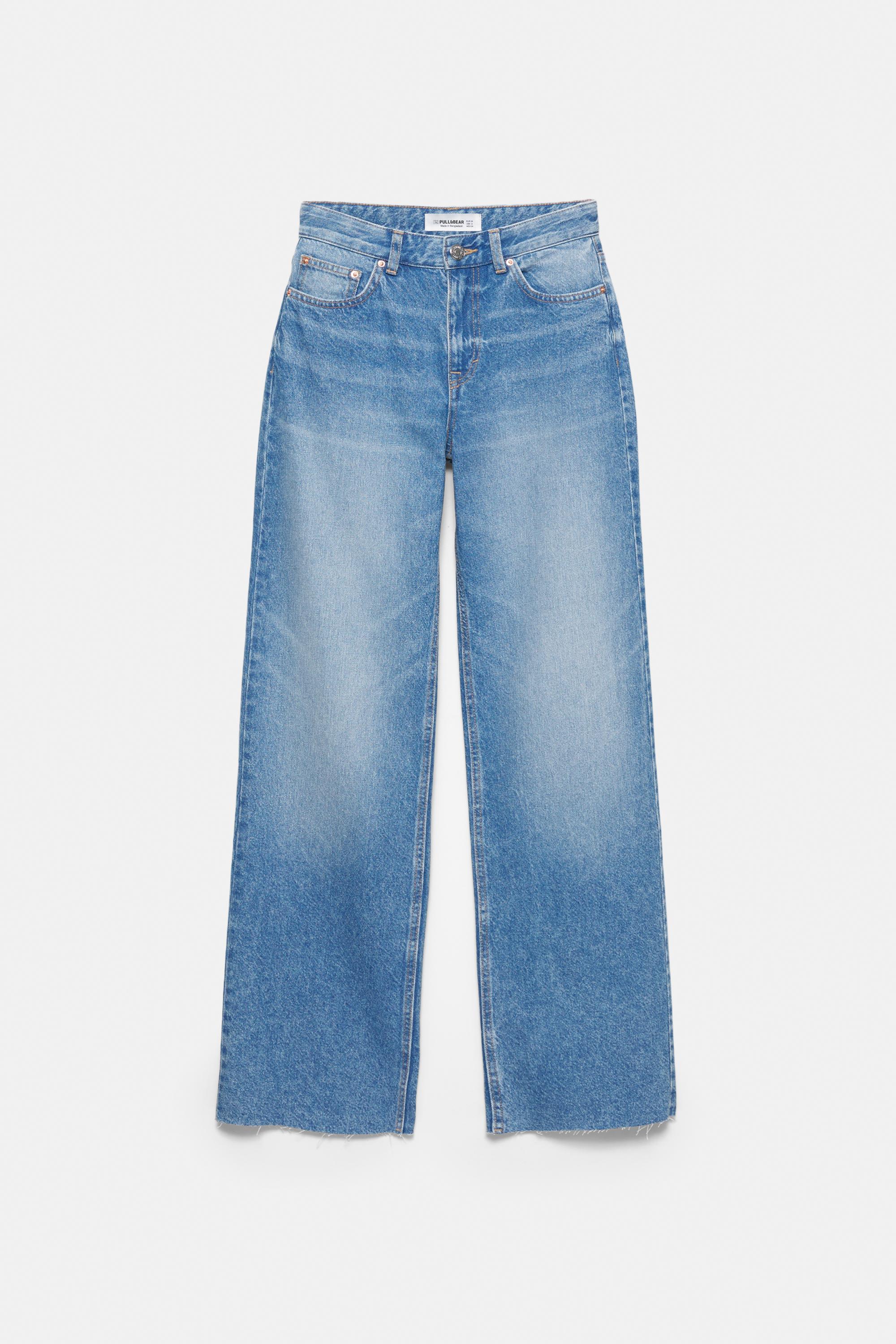 High-waist wide straight-leg jeans — Indigo