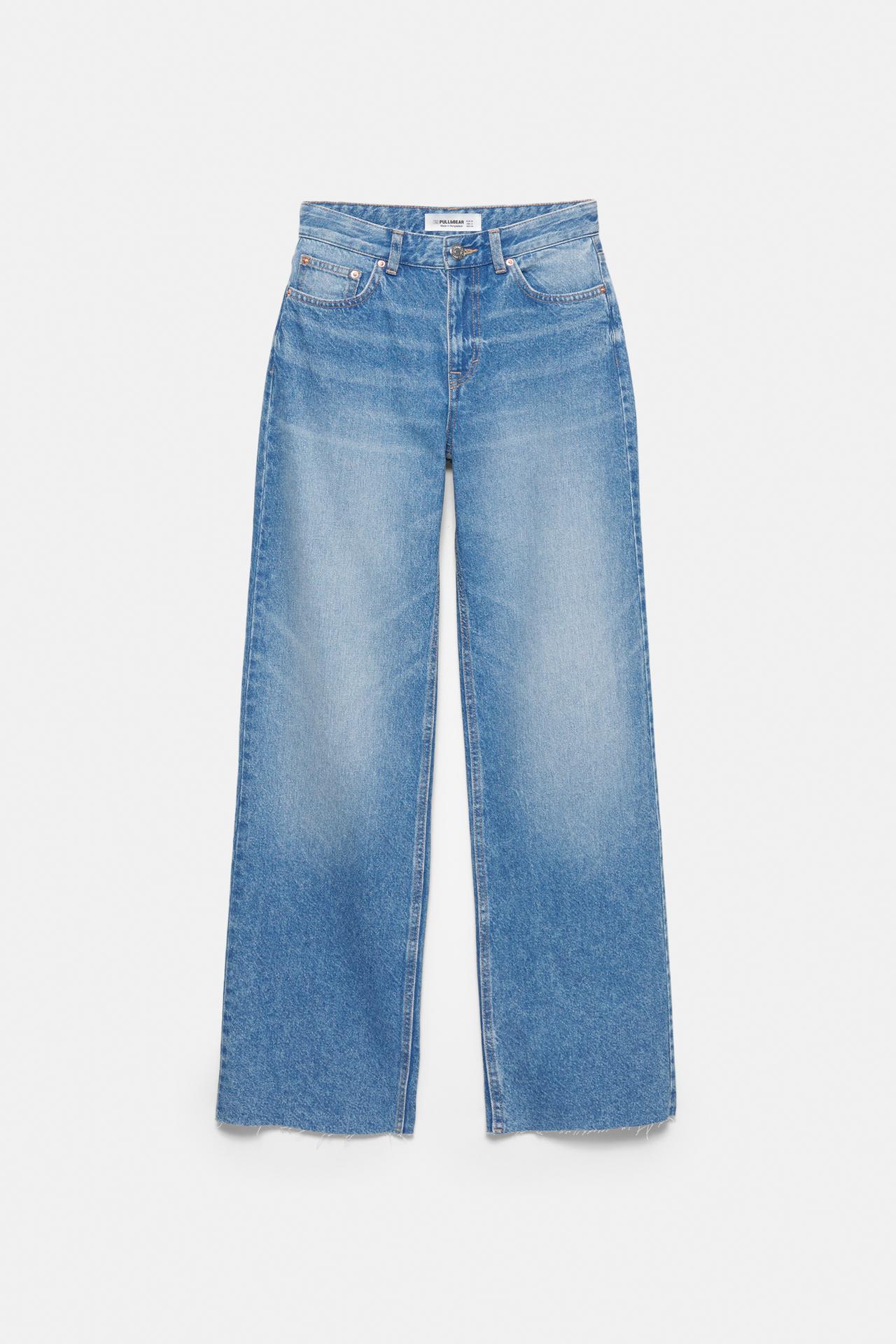 High-waist wide straight-leg jeans — Indigo