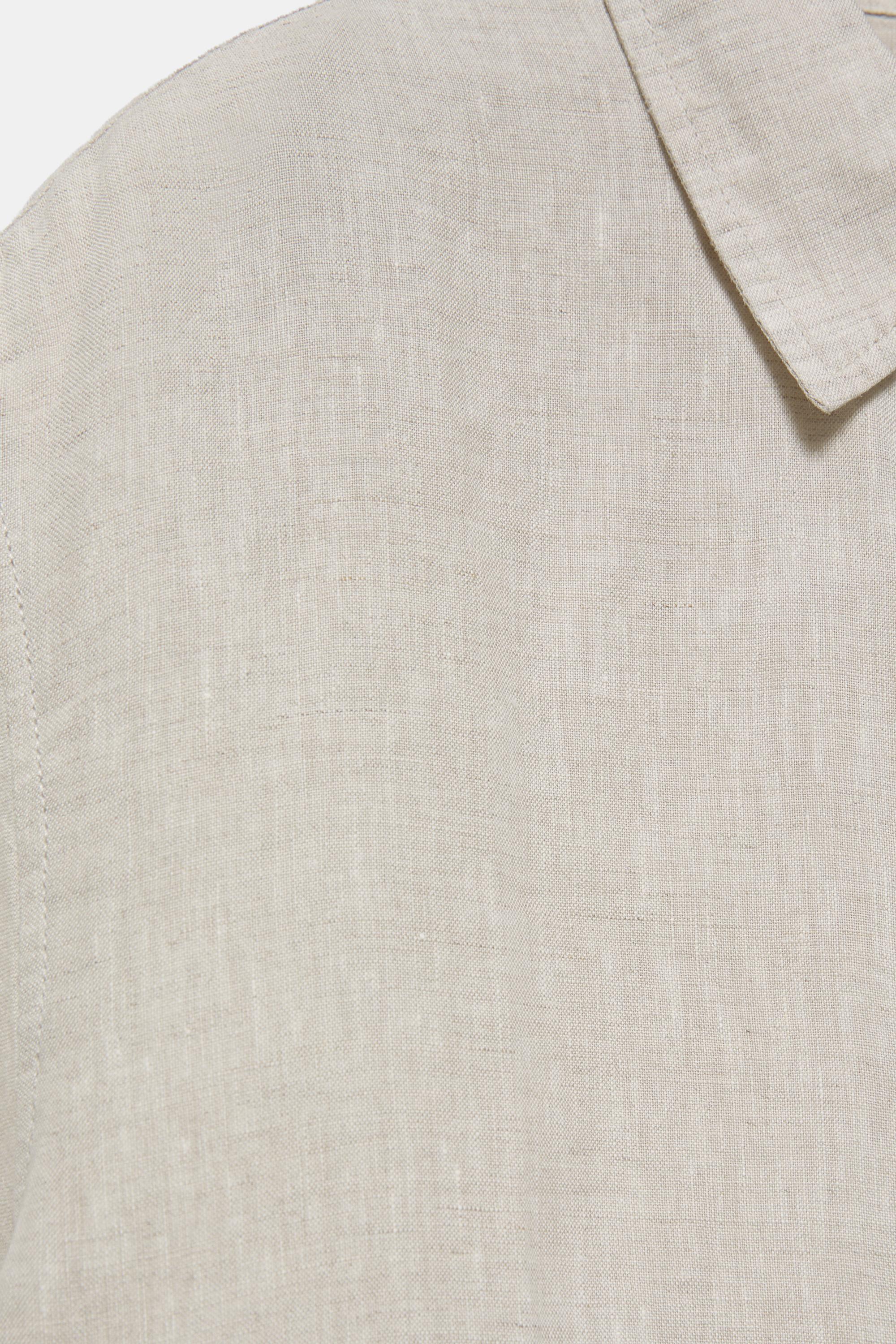 100% linen short sleeve shirt — Beige