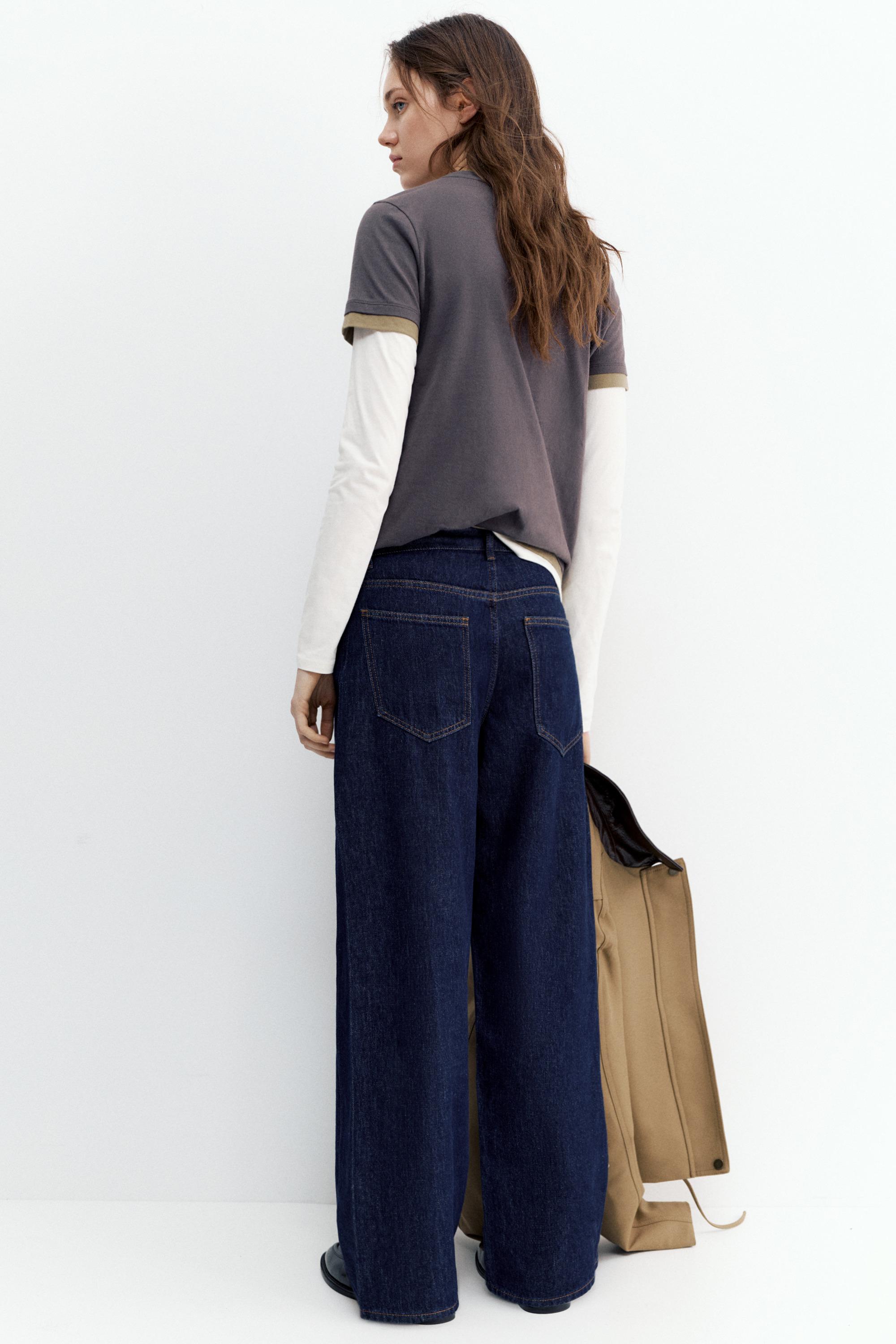 Low-rise barrel jeans — Navy