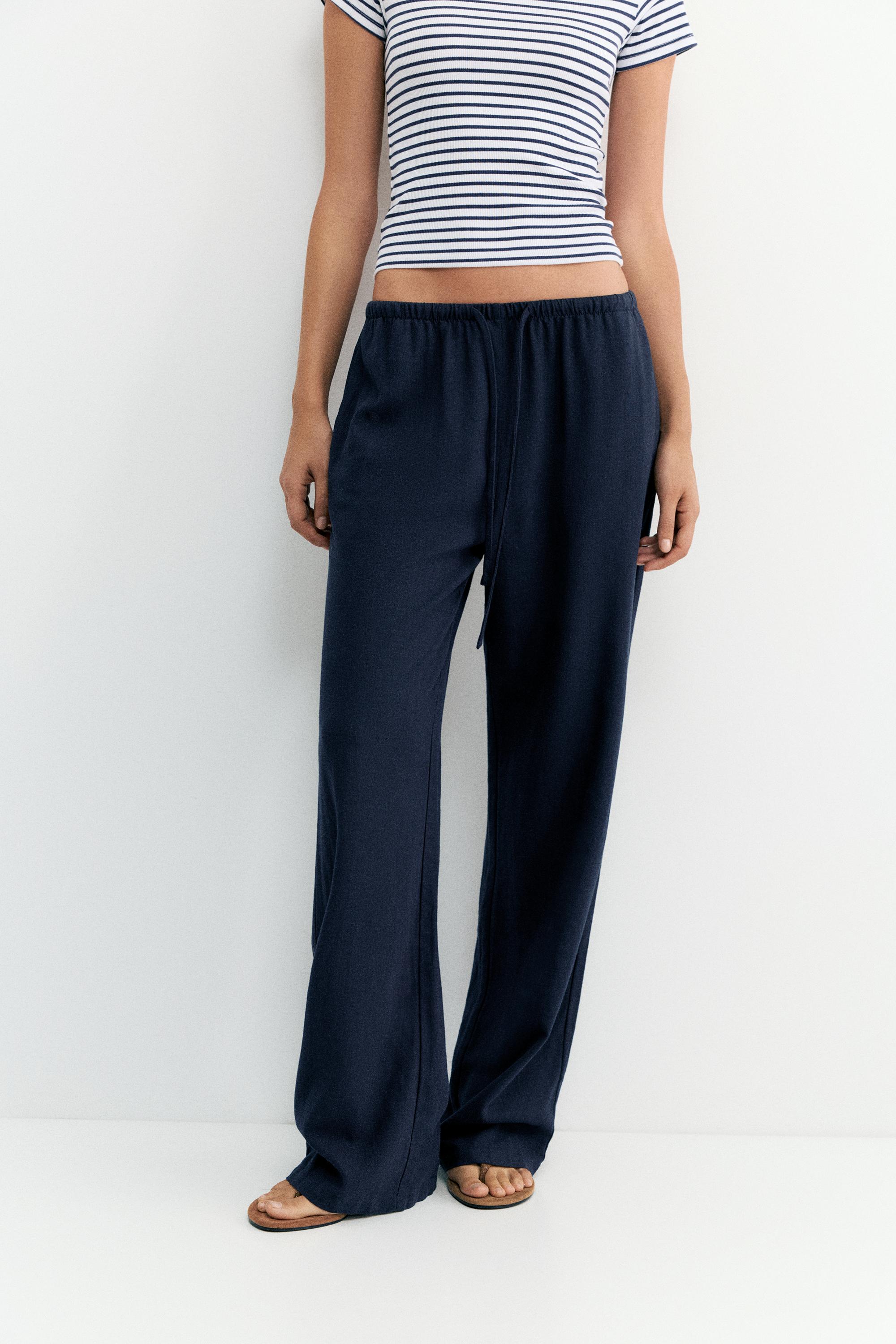Linen blend joggers — Navy