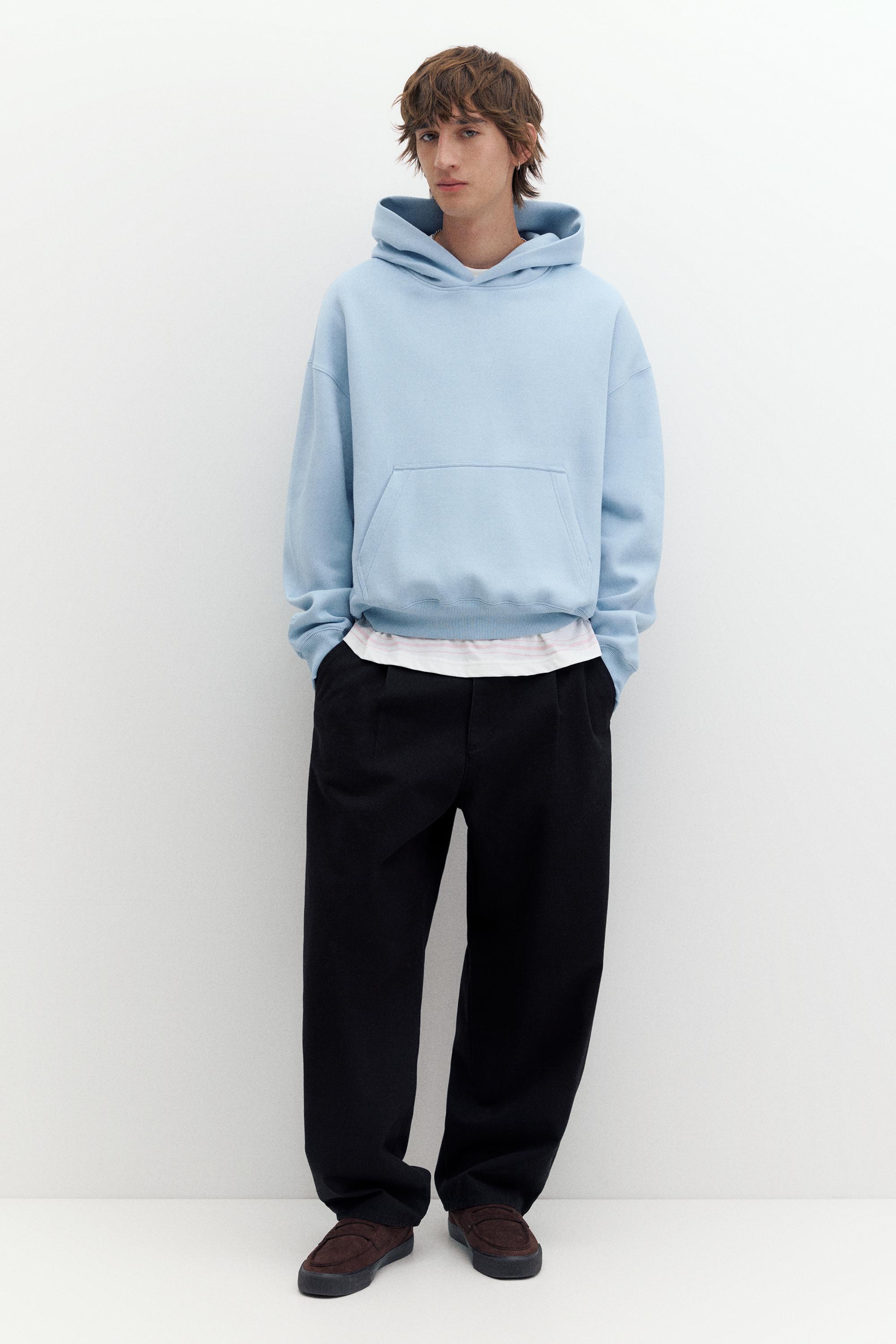 STWD boxy-fit logo hoodie — Sky blue
