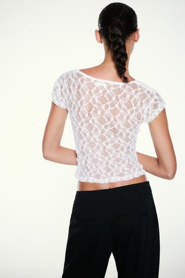 Studded lace T-shirt — White 3
