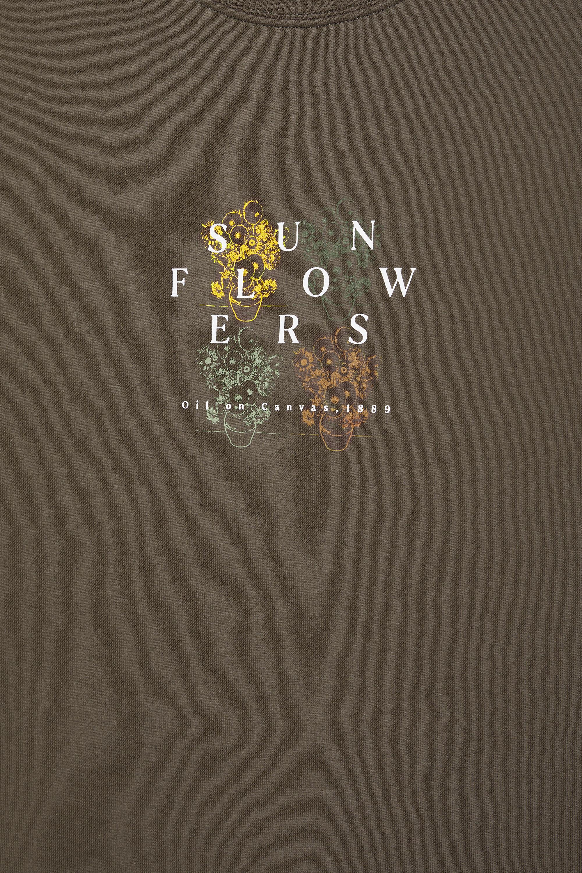 Short sleeve Sunflowers Van Gogh sweatshirt — Brown