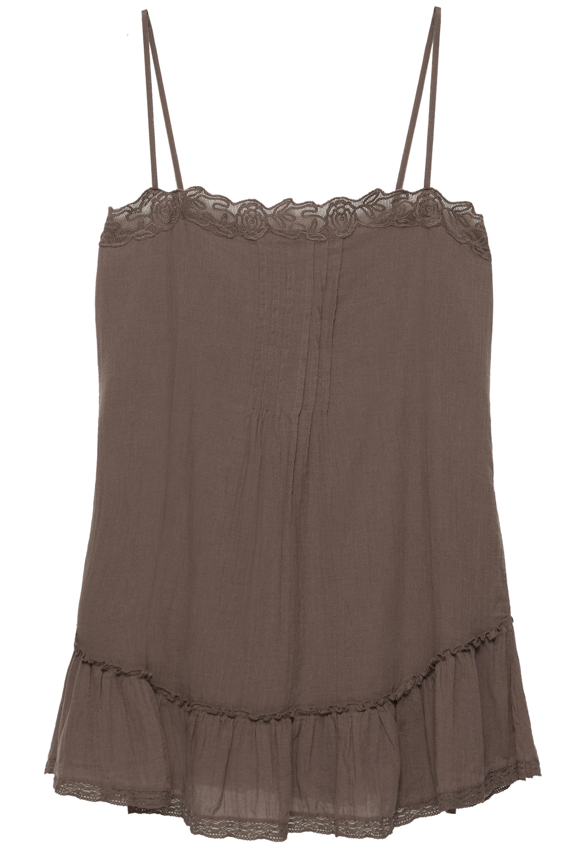 Brown dress with ruffled hem — Brown