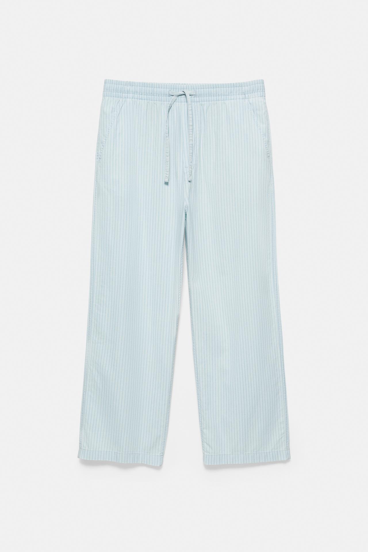 Striped pyjama-style trousers — Pale indigo