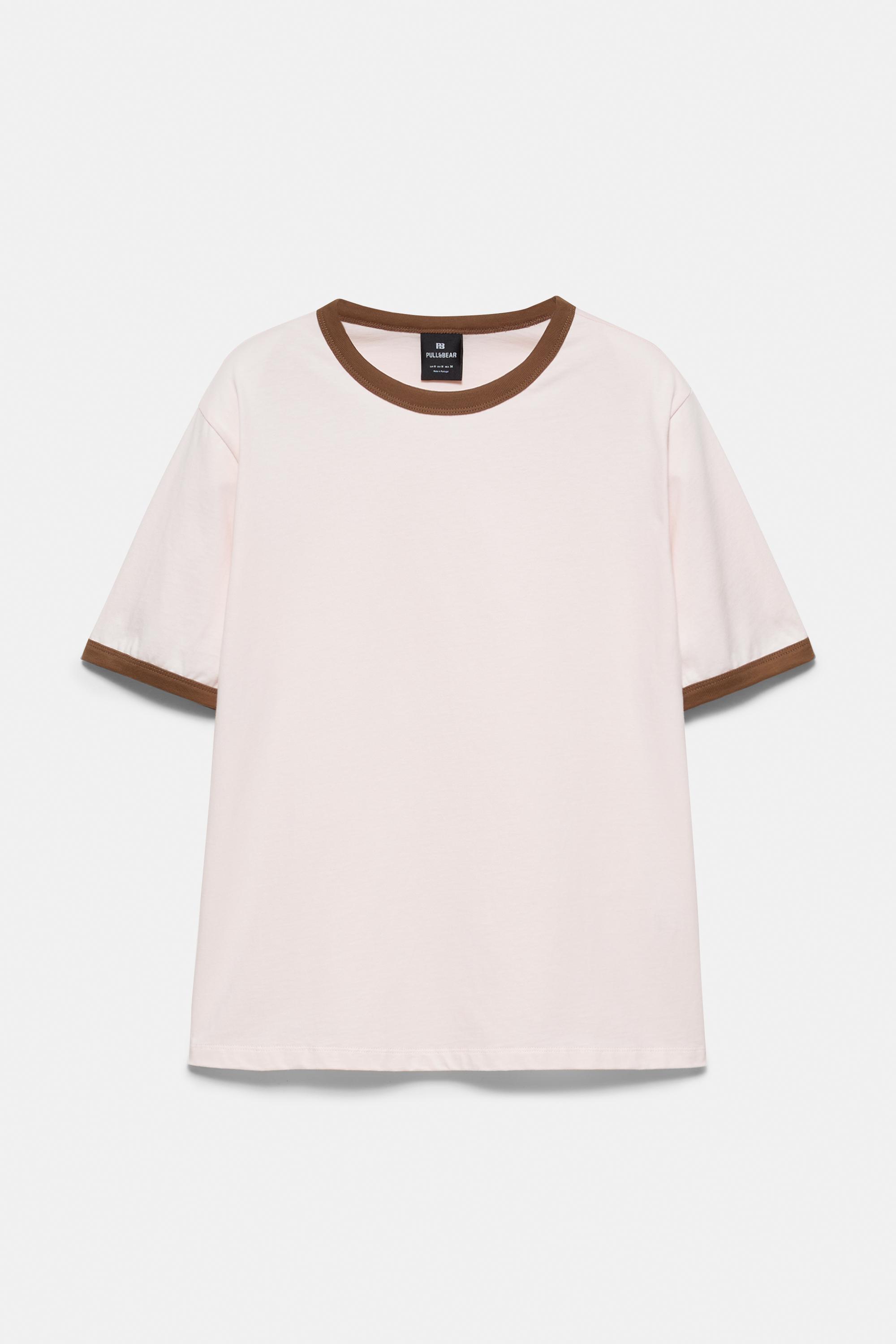 Contrast trim T-shirt — Pink
