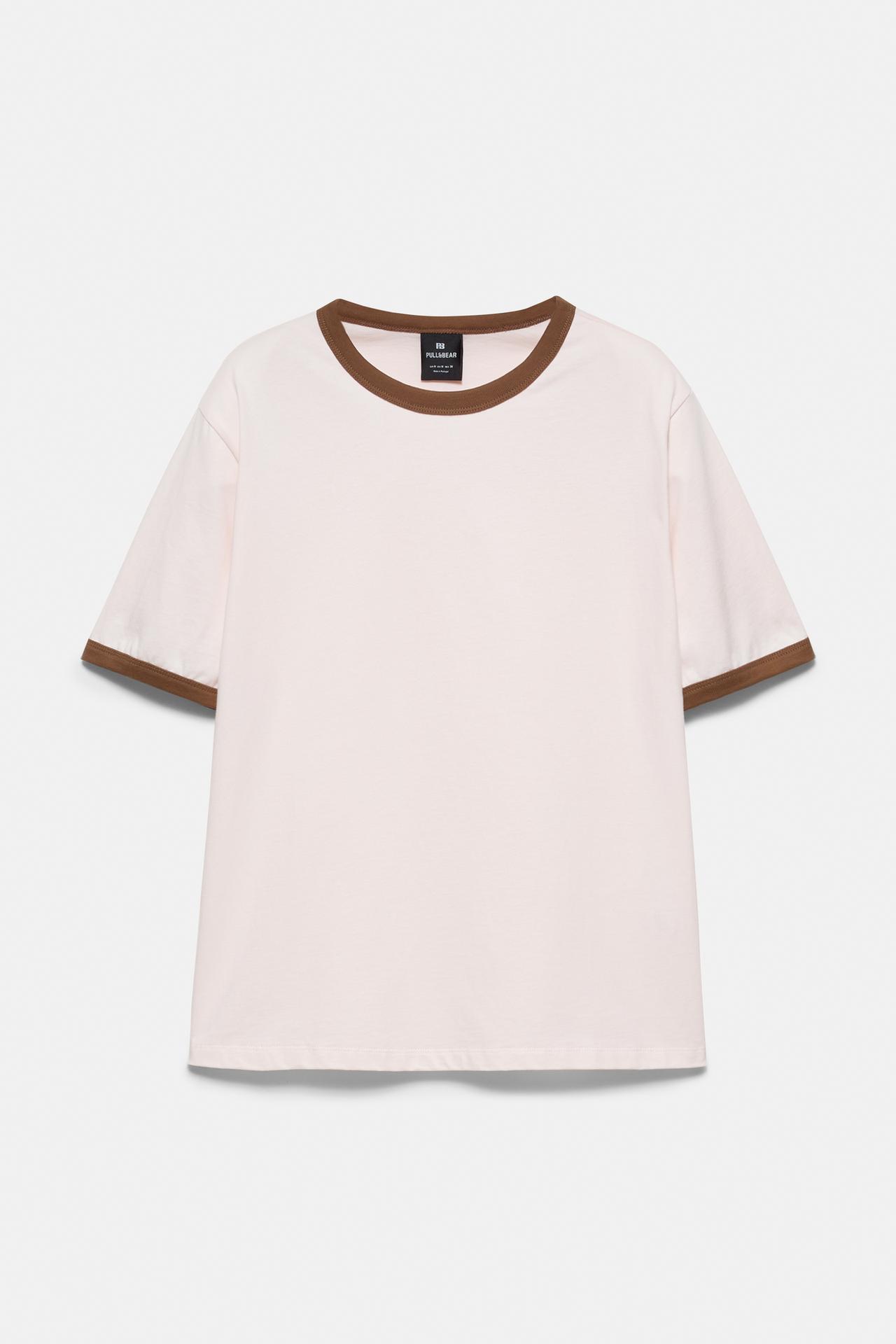 Contrast trim T-shirt — Pink