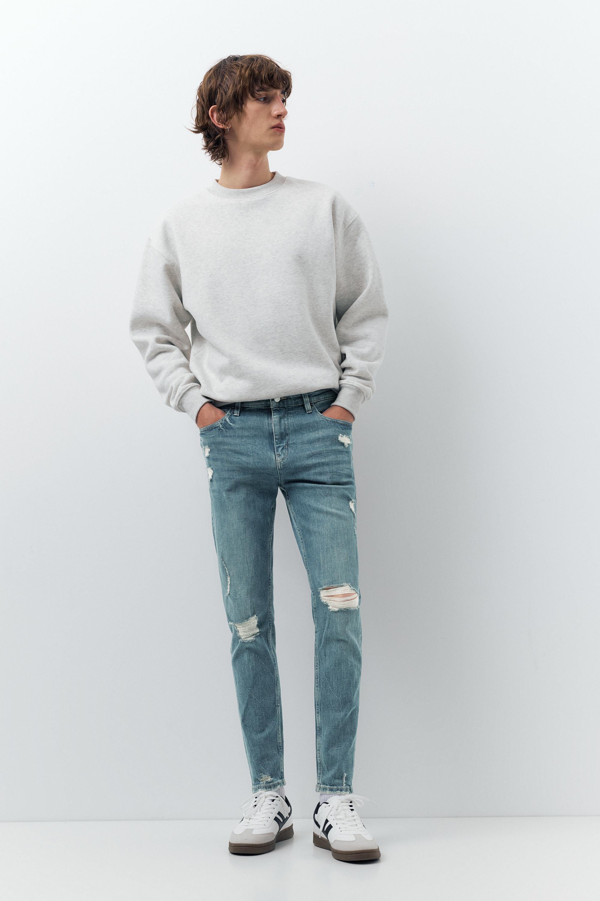Ripped skinny jeans — Neon blue