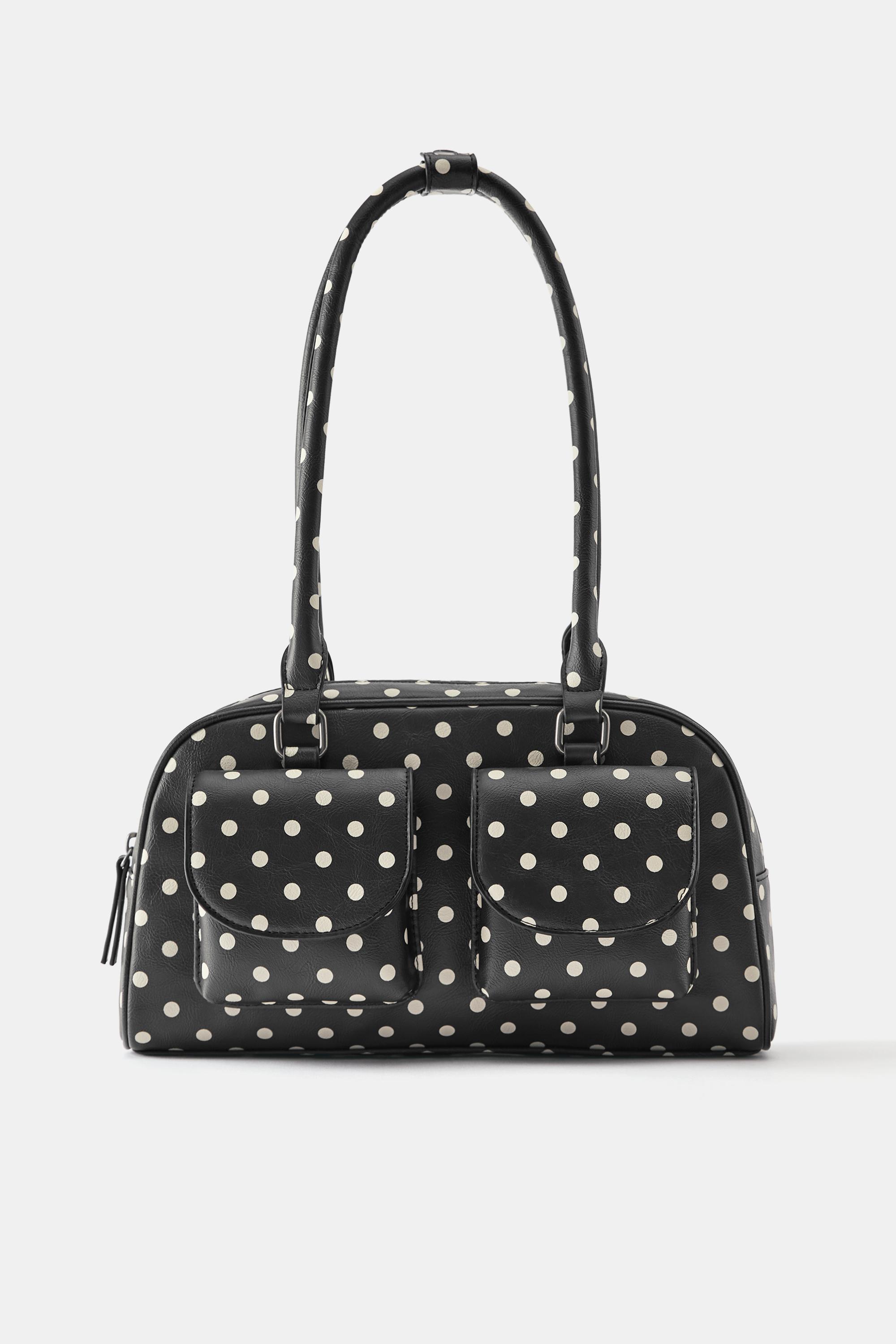 Polka dot multipocket shoulder bag — Black