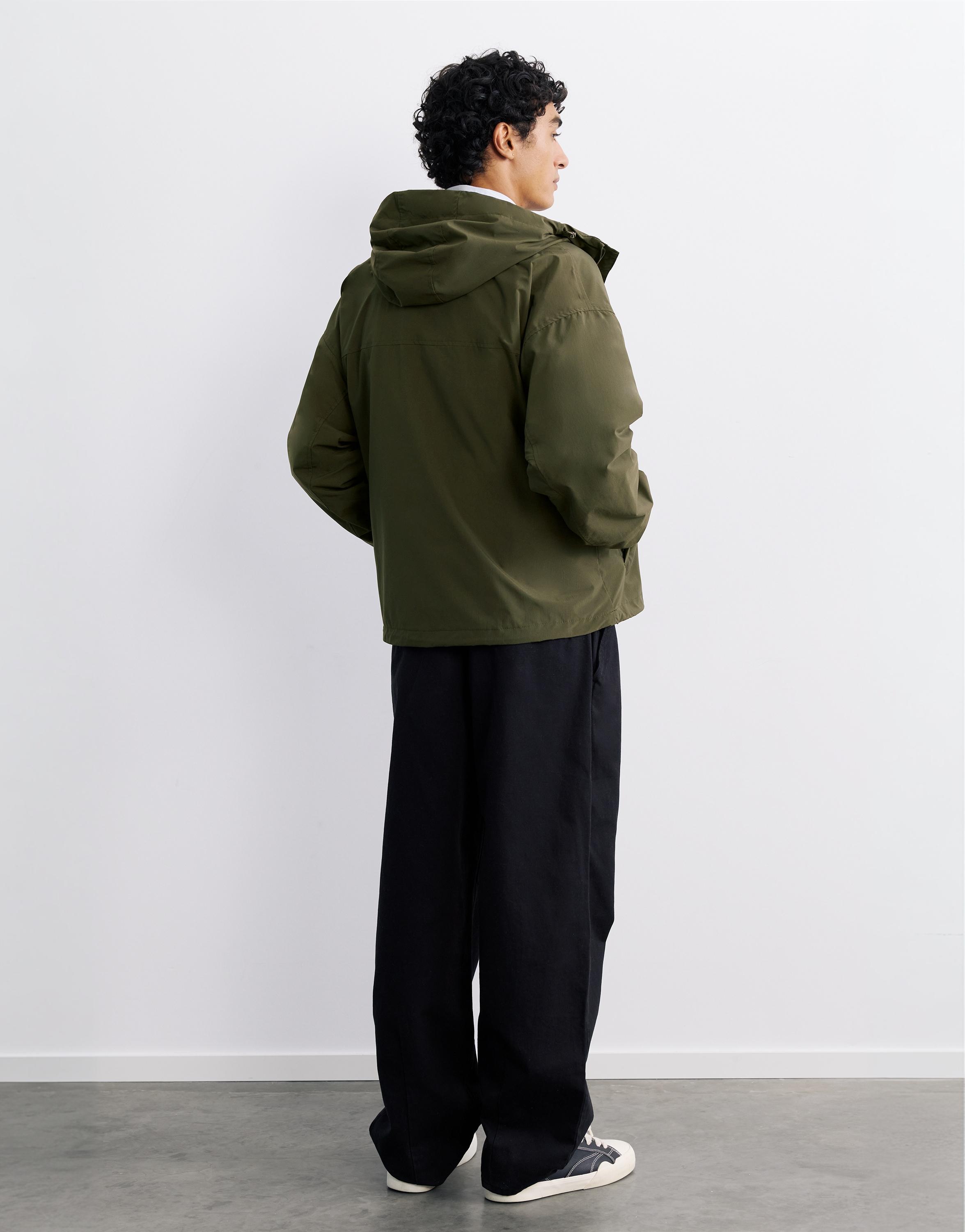 Lightweight hooded raincoat — Khaki