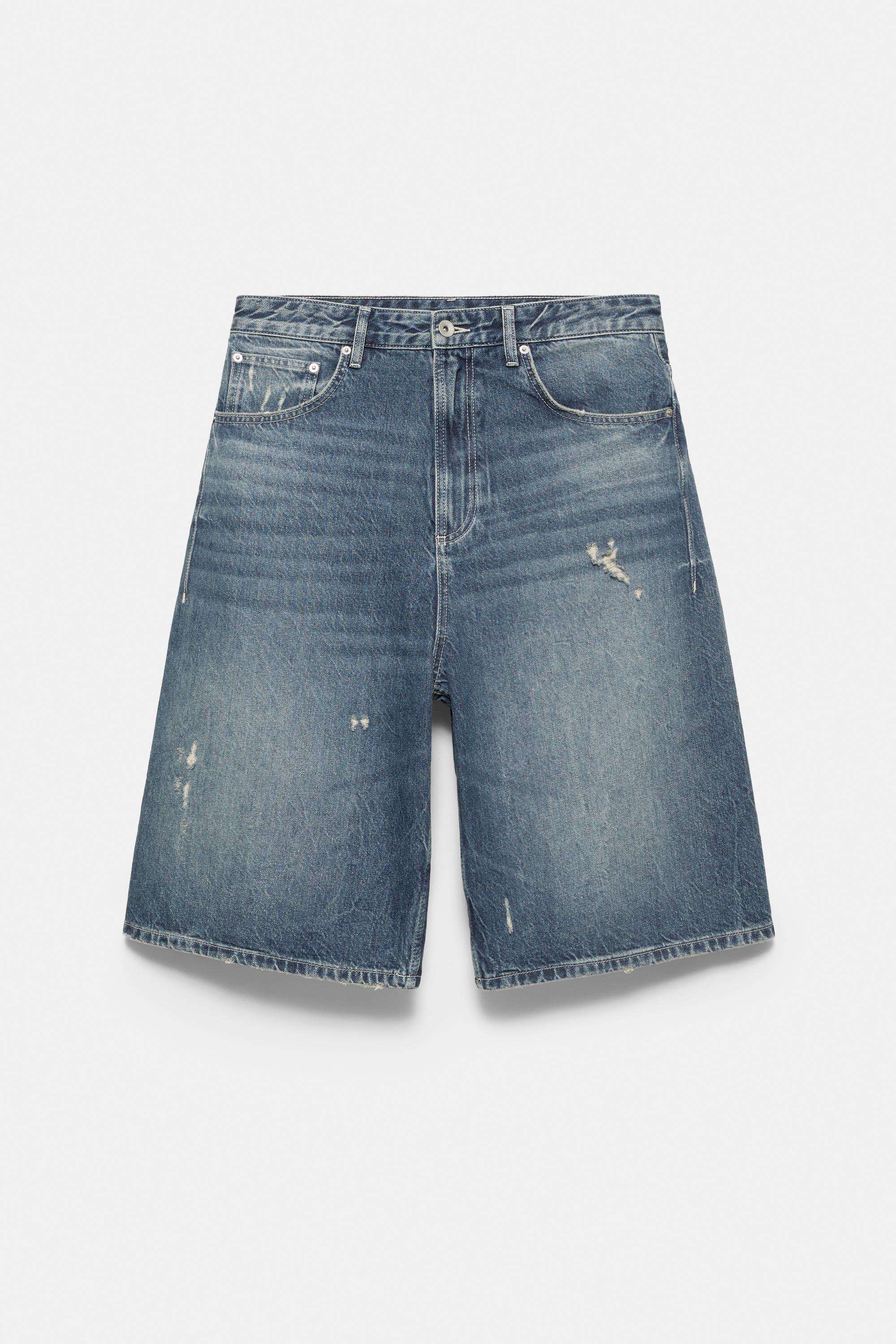 Ripped detail jorts — Blue