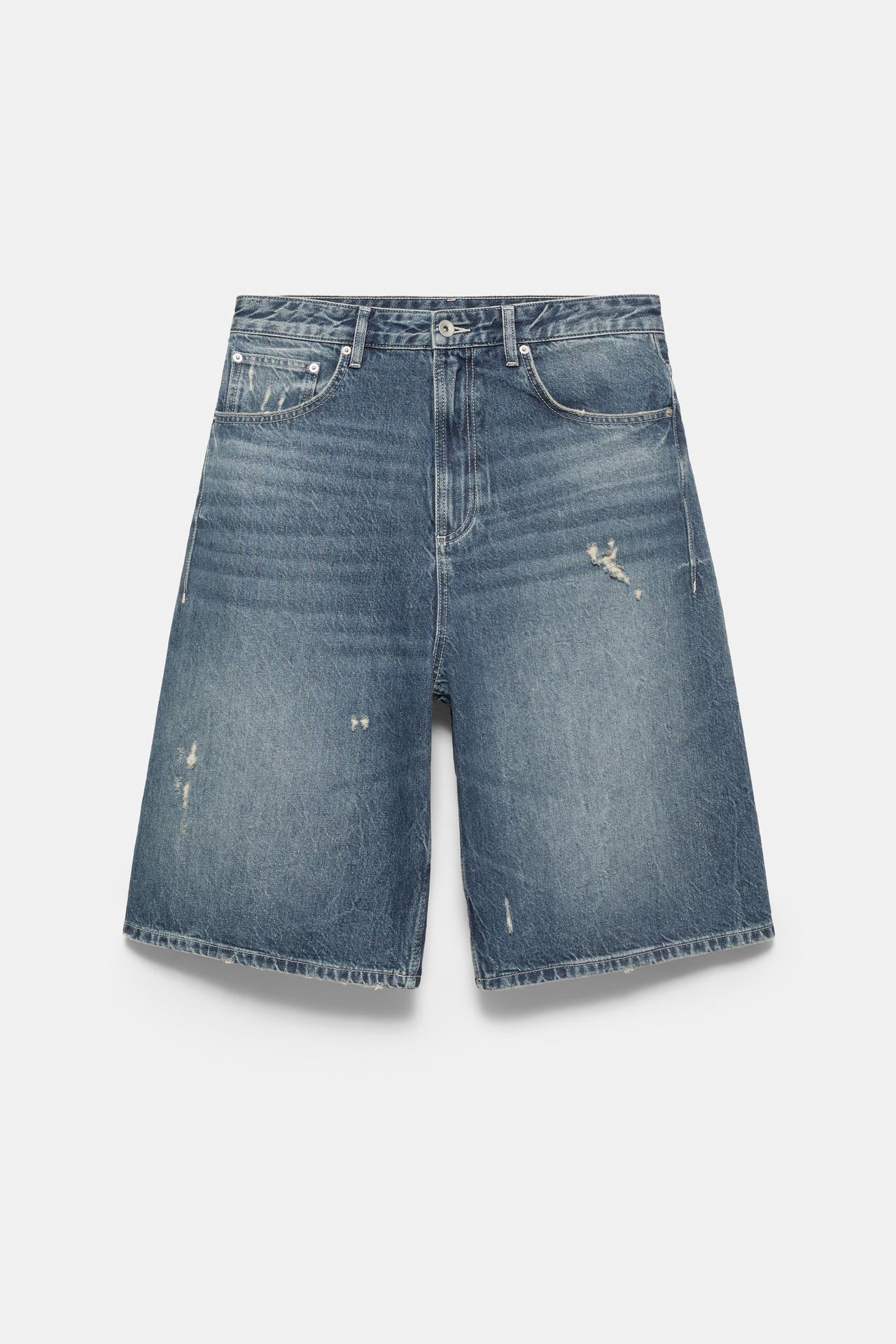 Ripped detail jorts — Blue