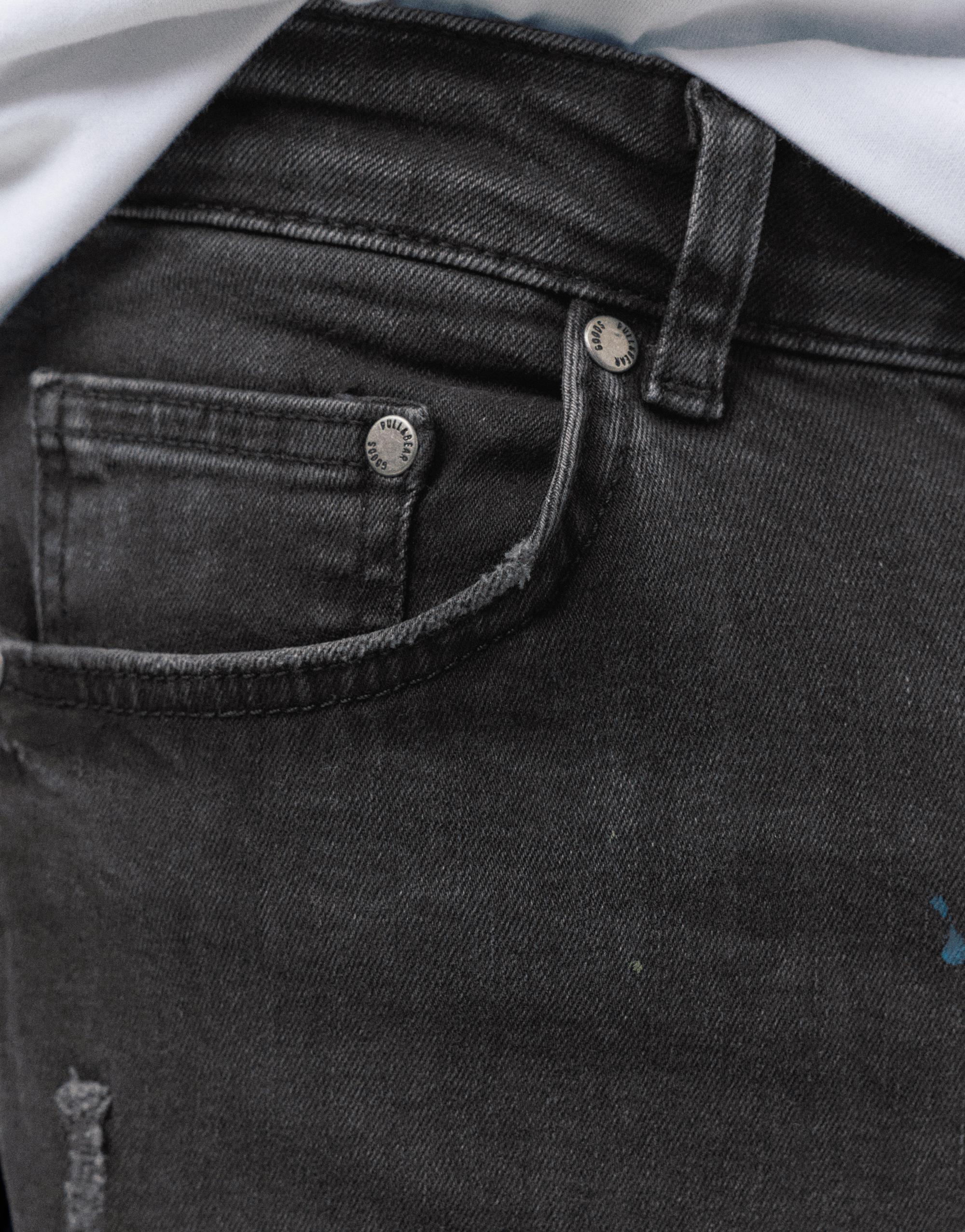 Paint splatter carrot-fit jeans — Faded black