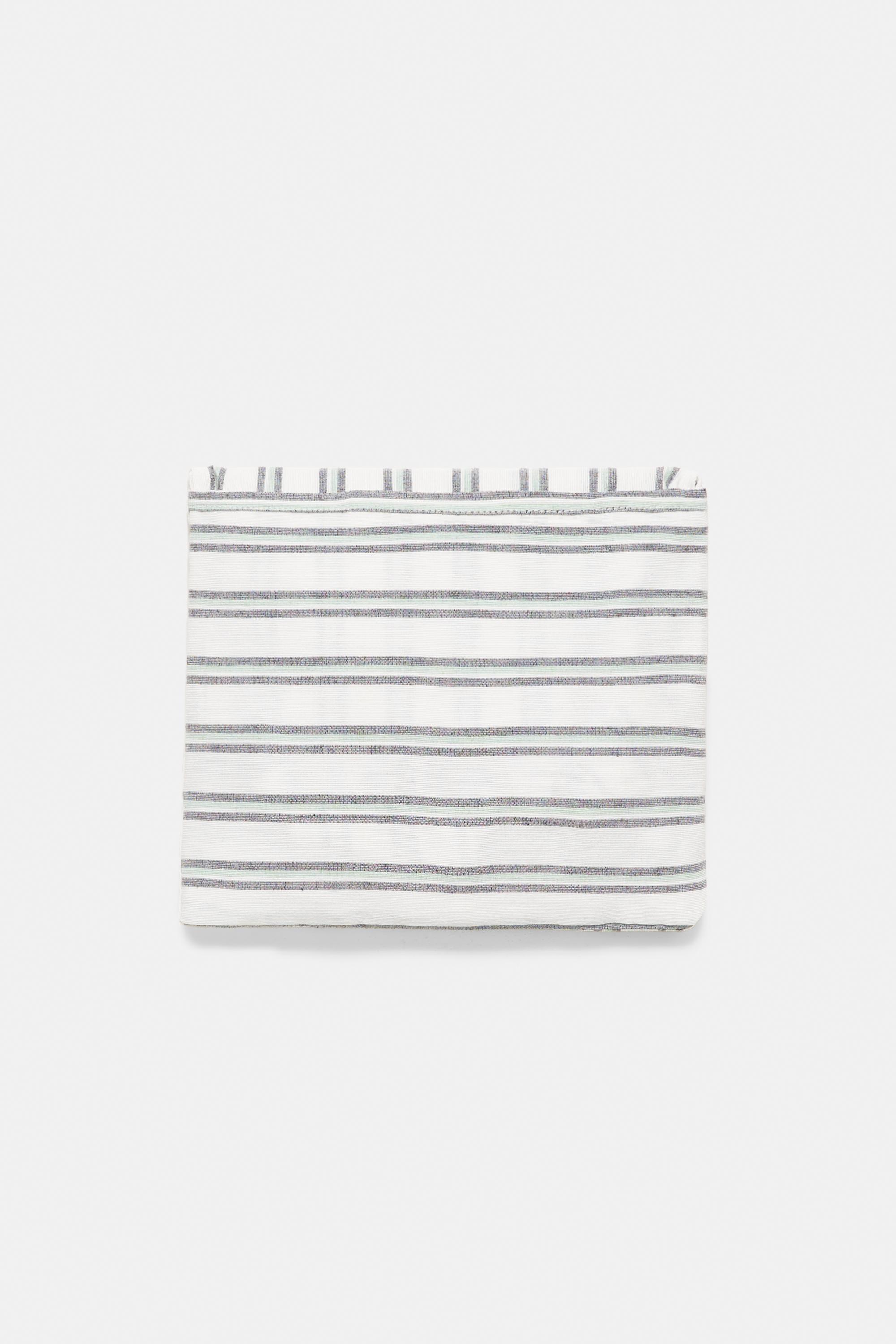 Striped medium tote bag — Bluish green