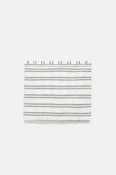Striped medium tote bag — Bluish green 3