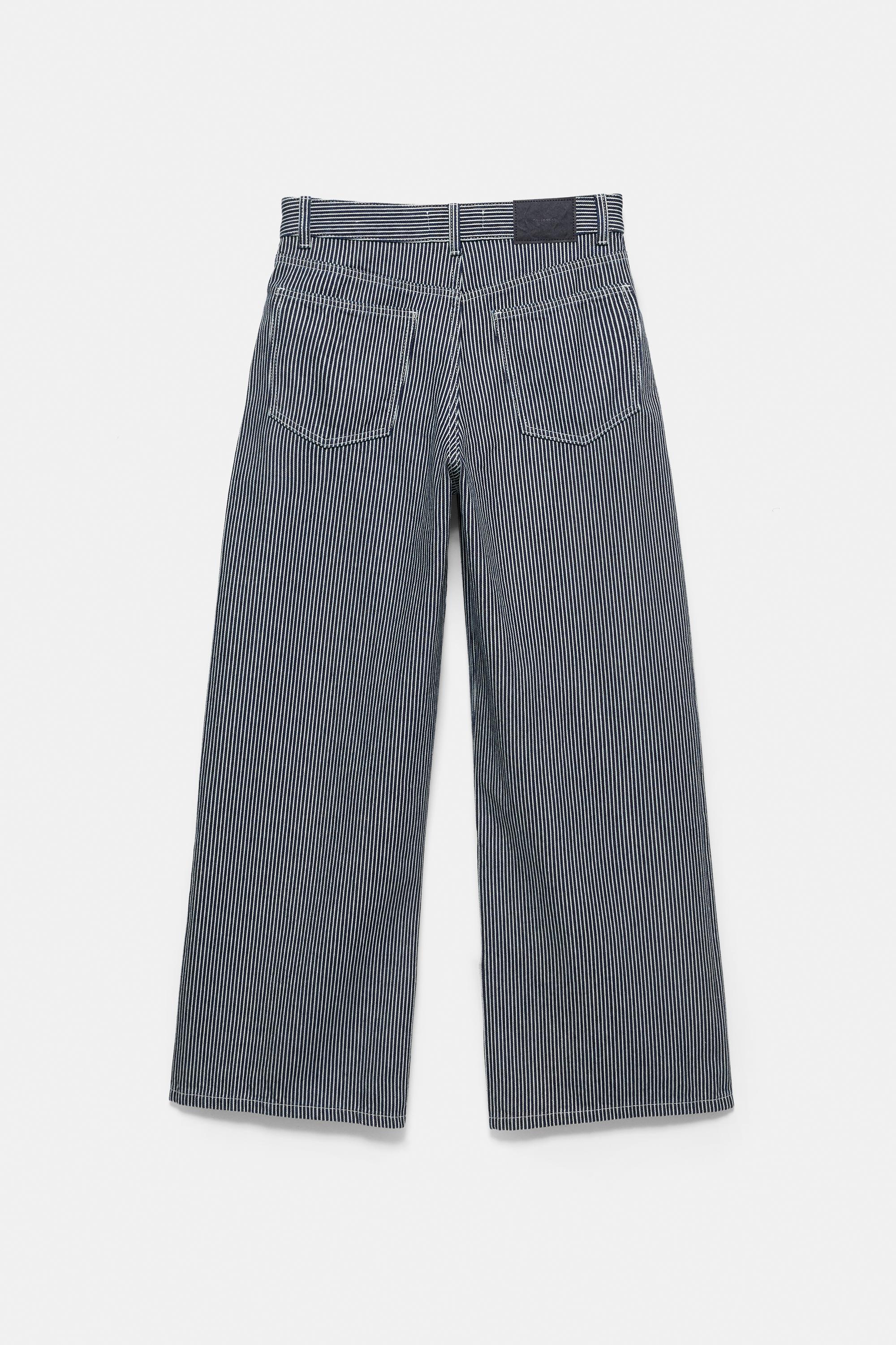 Low-rise striped baggy jeans — Dark blue