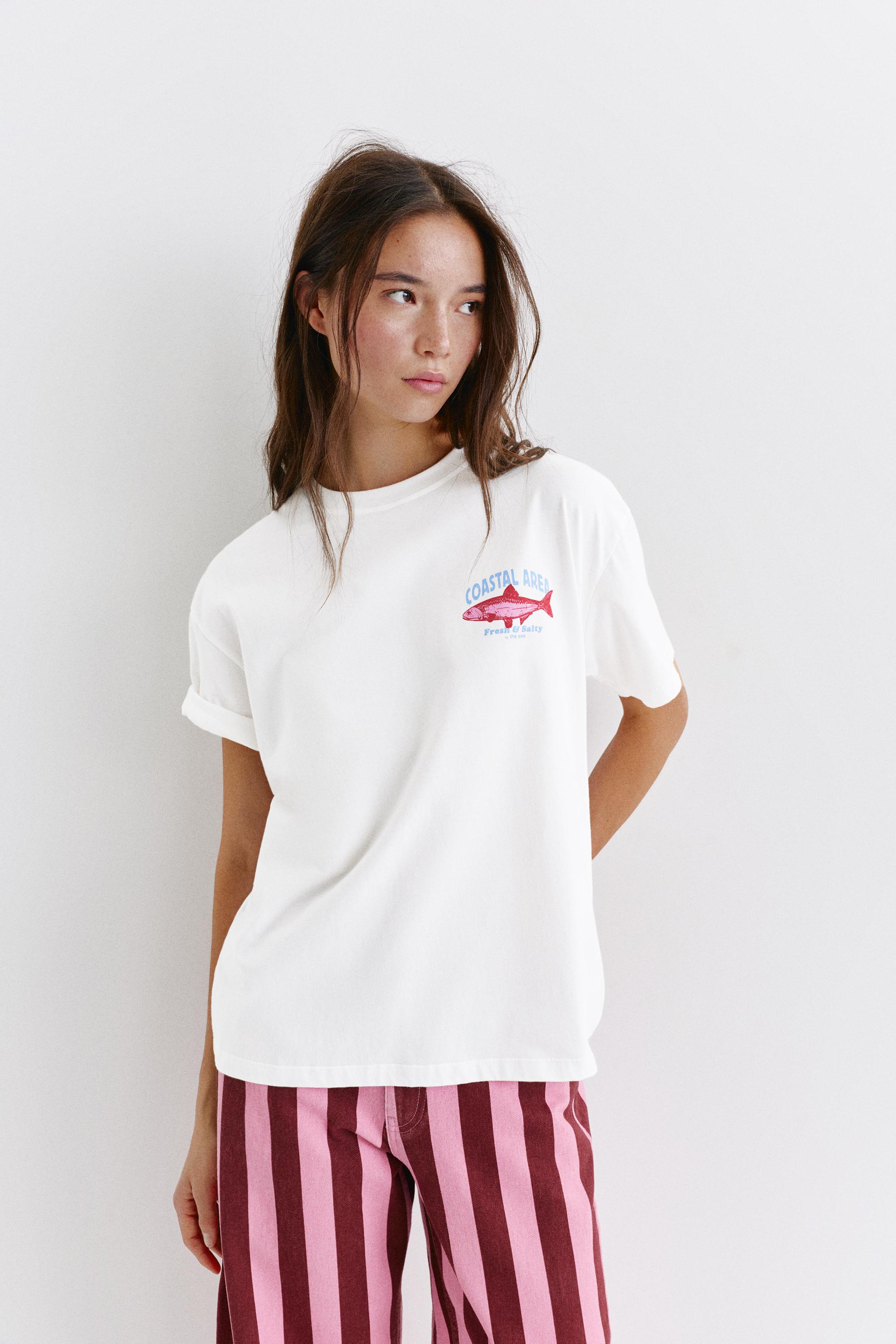 Fish graphic T-shirt — White