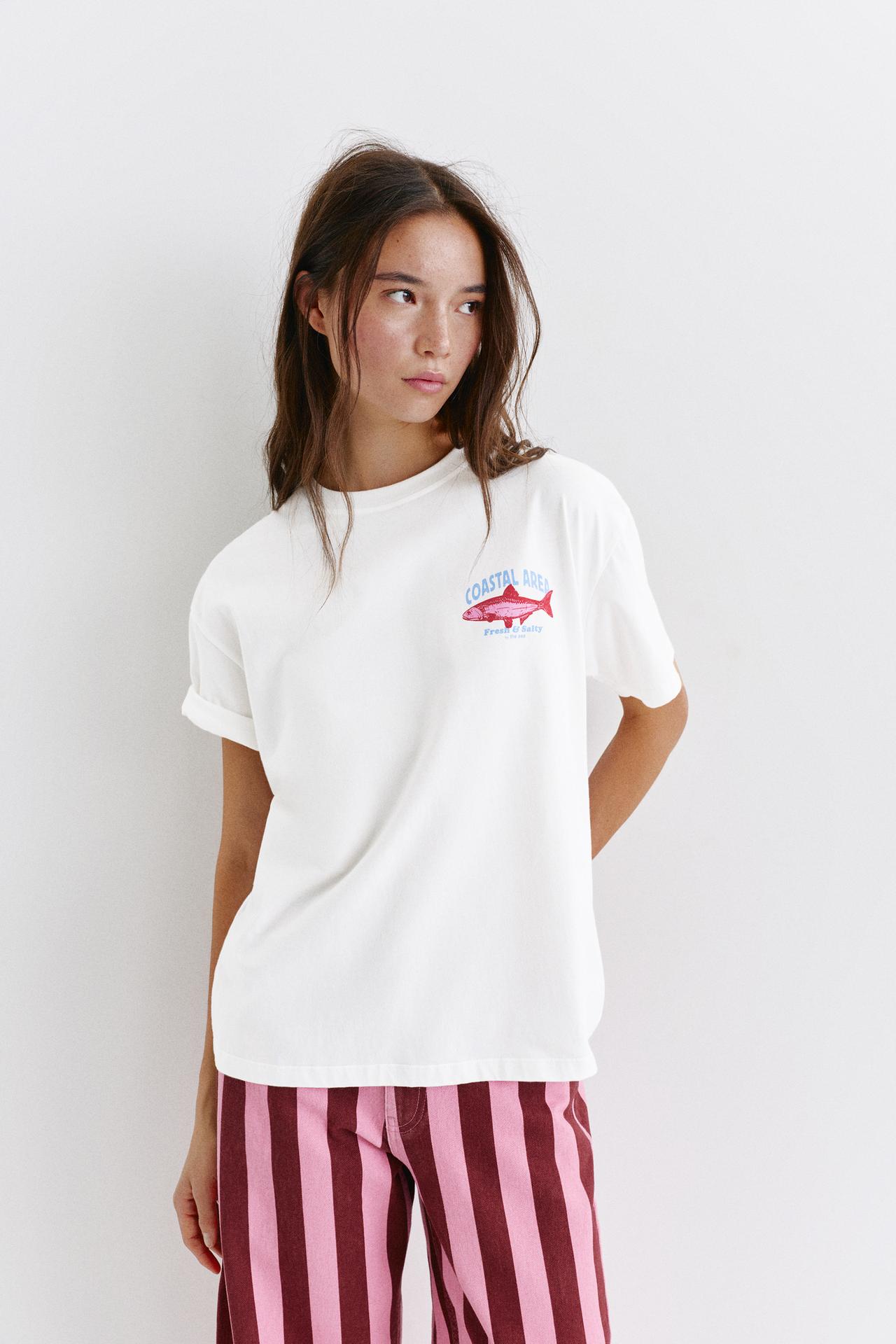 Fish graphic T-shirt — White