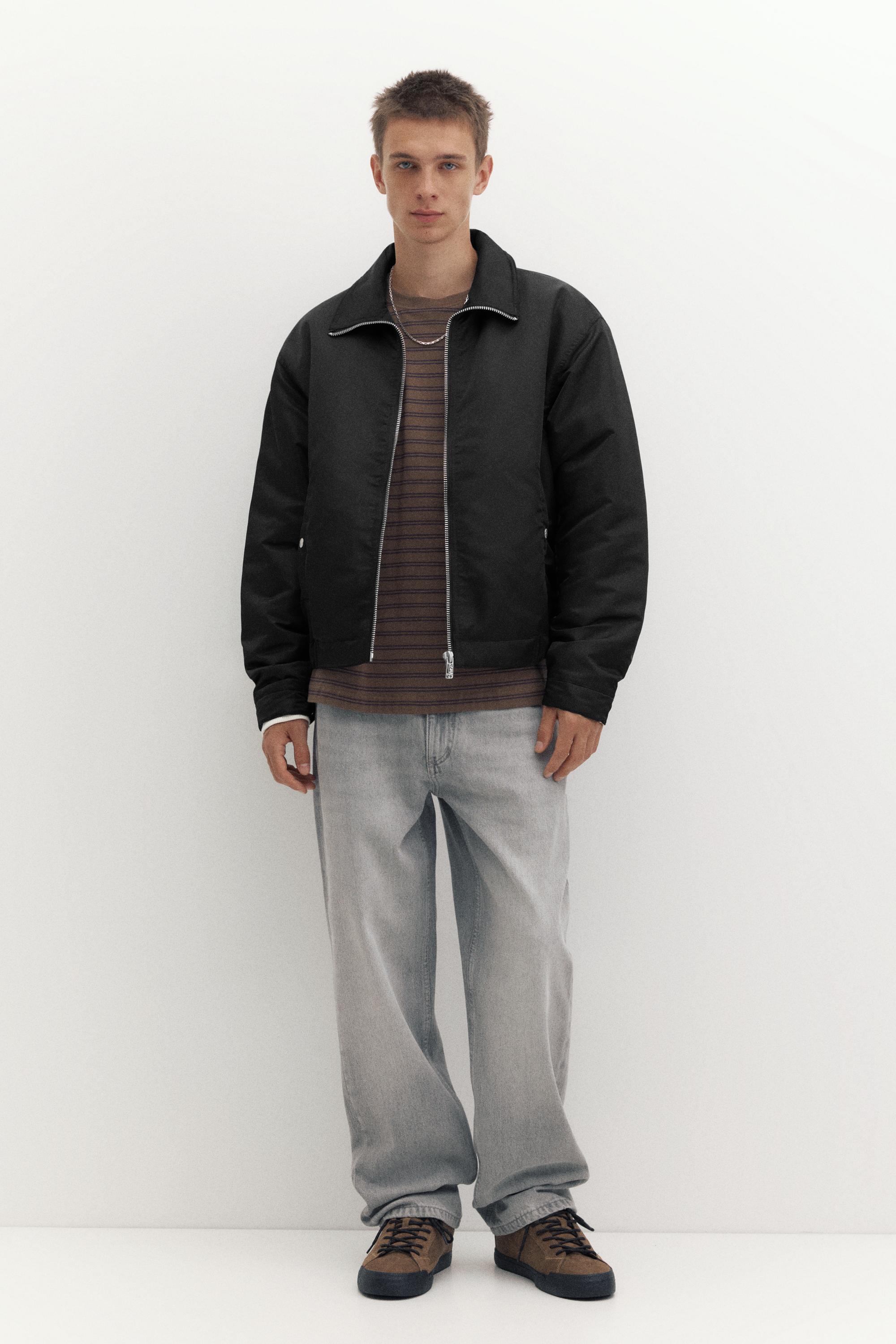 Shirt collar bomber jacket — Black