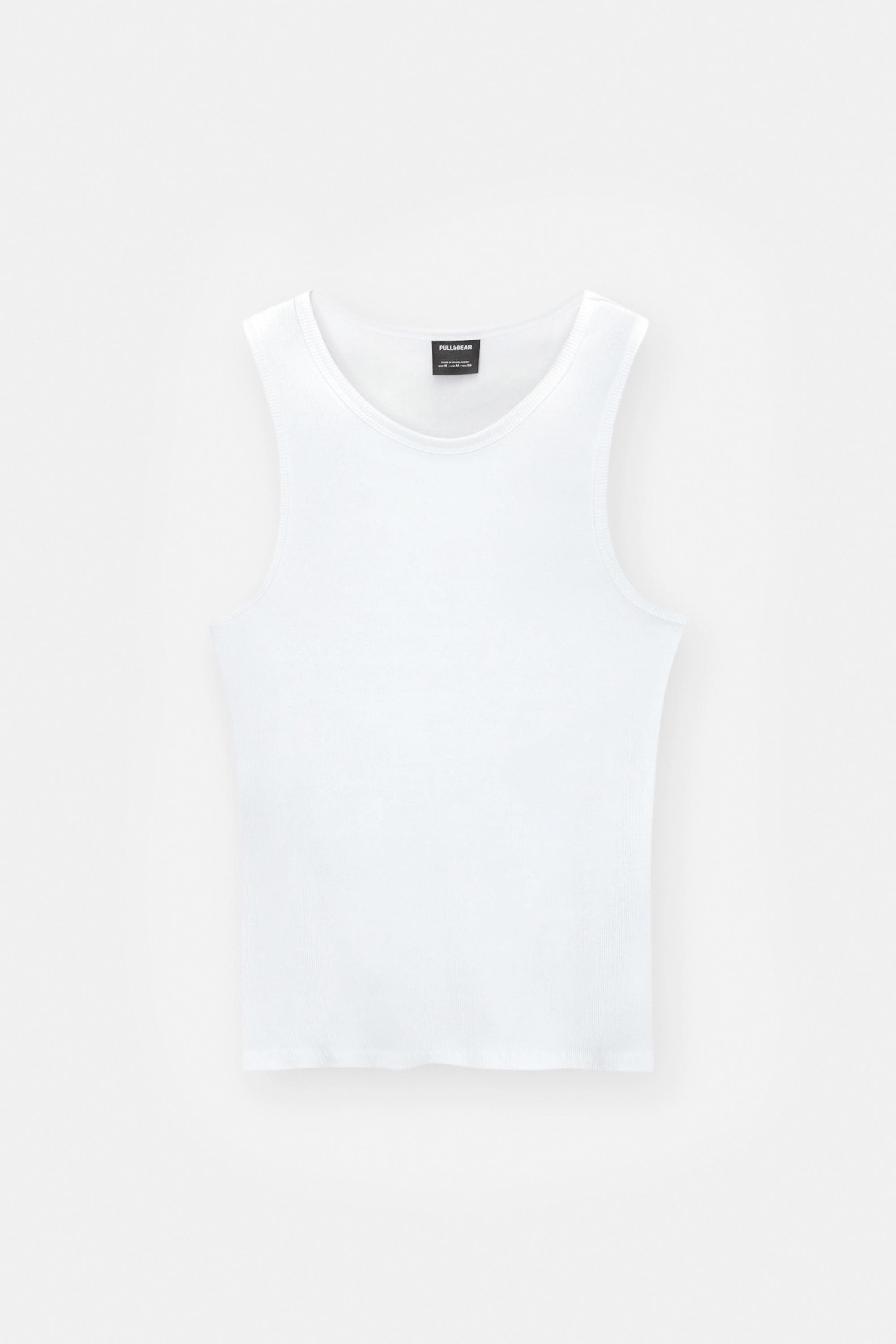 Ribbed tank top — White