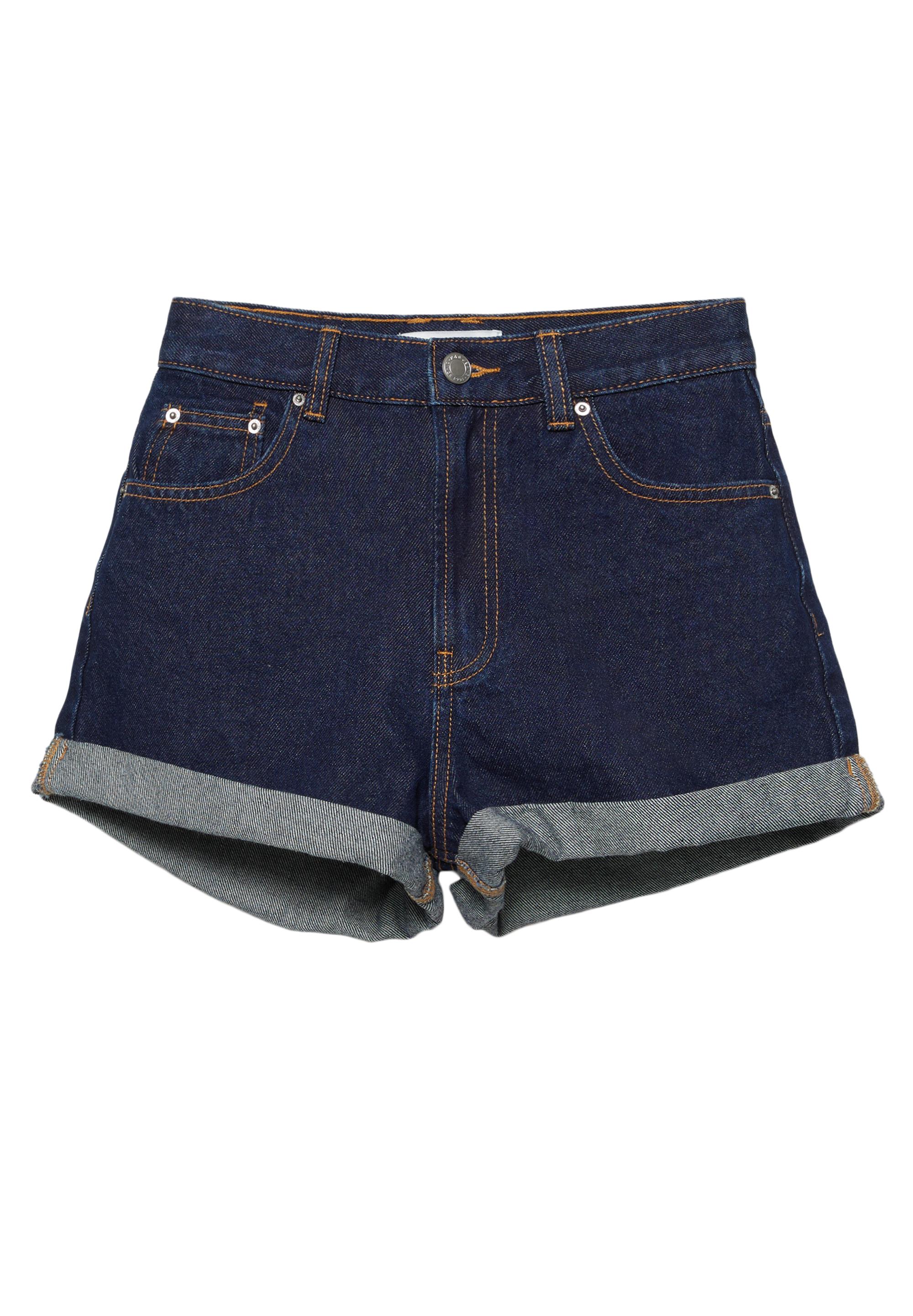 Mom fit paçası kıvrık denim şort - Görsel 2