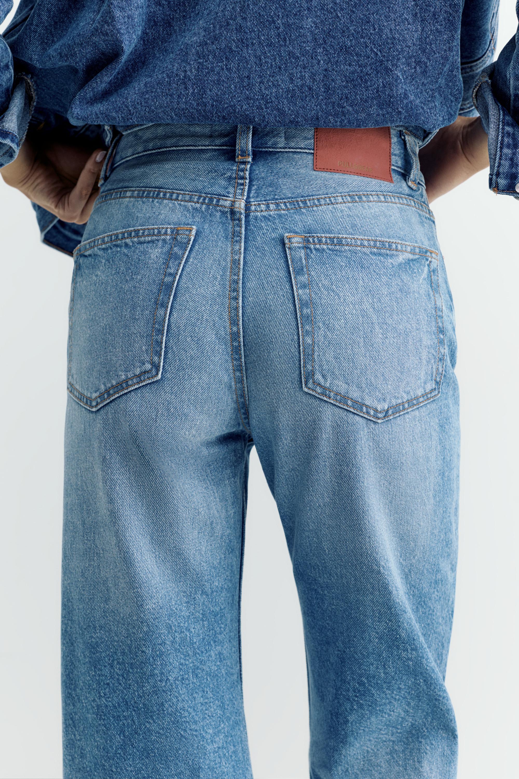 High-waist wide straight-leg jeans — Indigo
