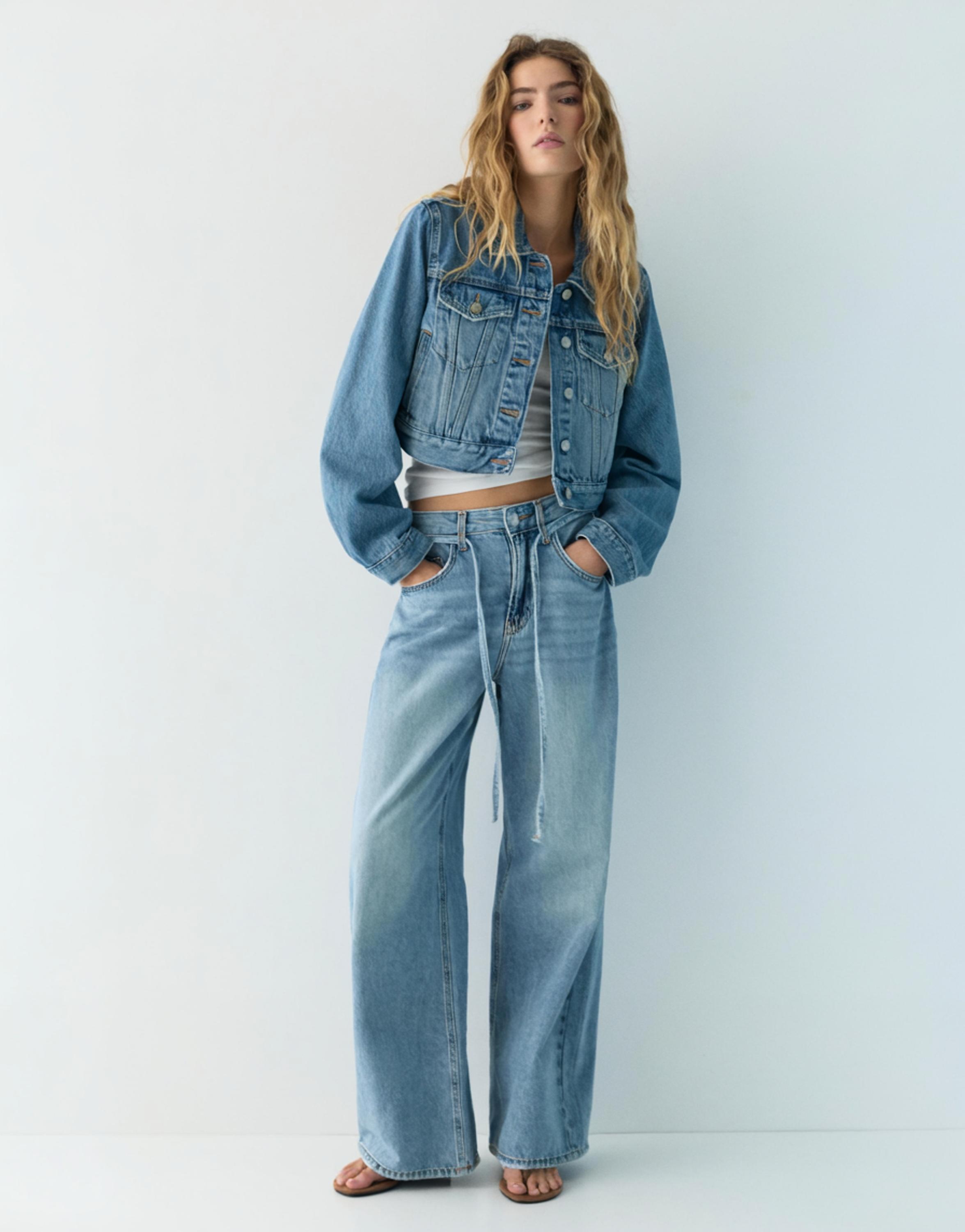 Cropped denim jacket — Medium blue