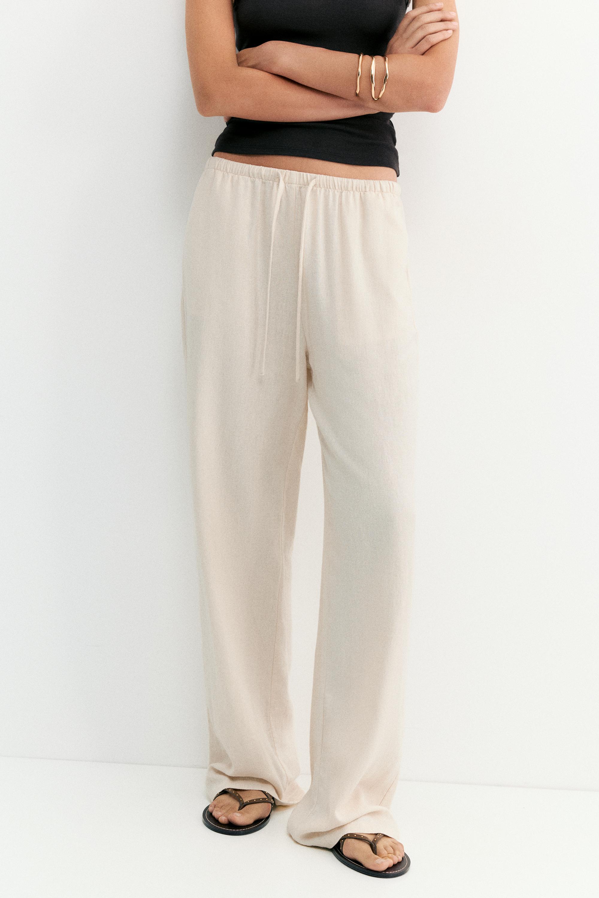 Linen blend joggers — Sand