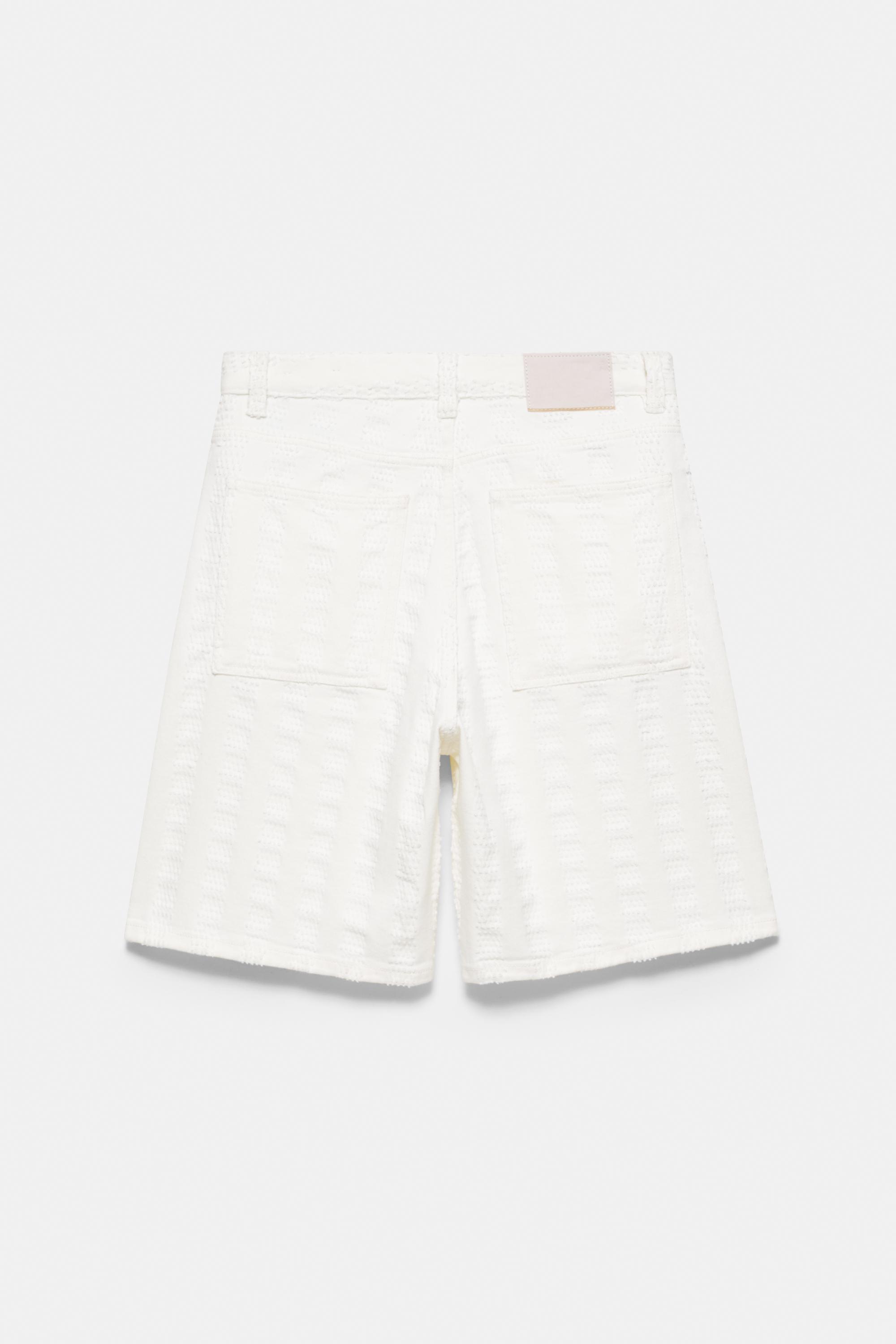 Jacquard denim Bermuda shorts — Ecru