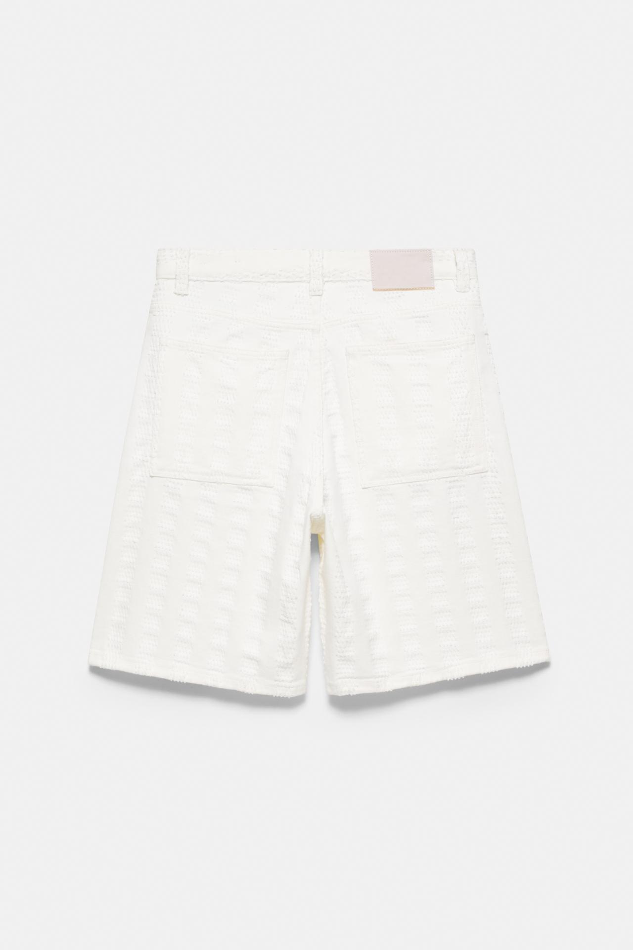 Jacquard denim Bermuda shorts — Ecru