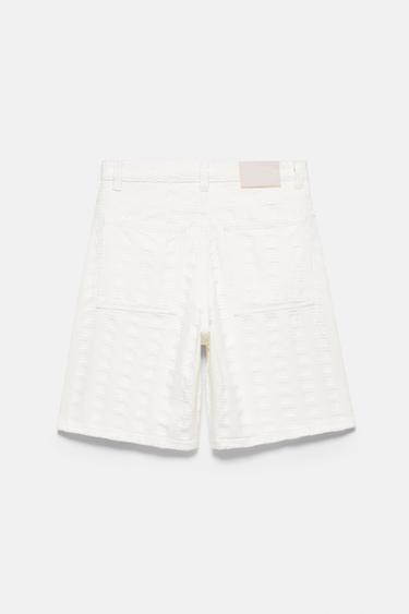 Jacquard denim Bermuda shorts — Ecru 7