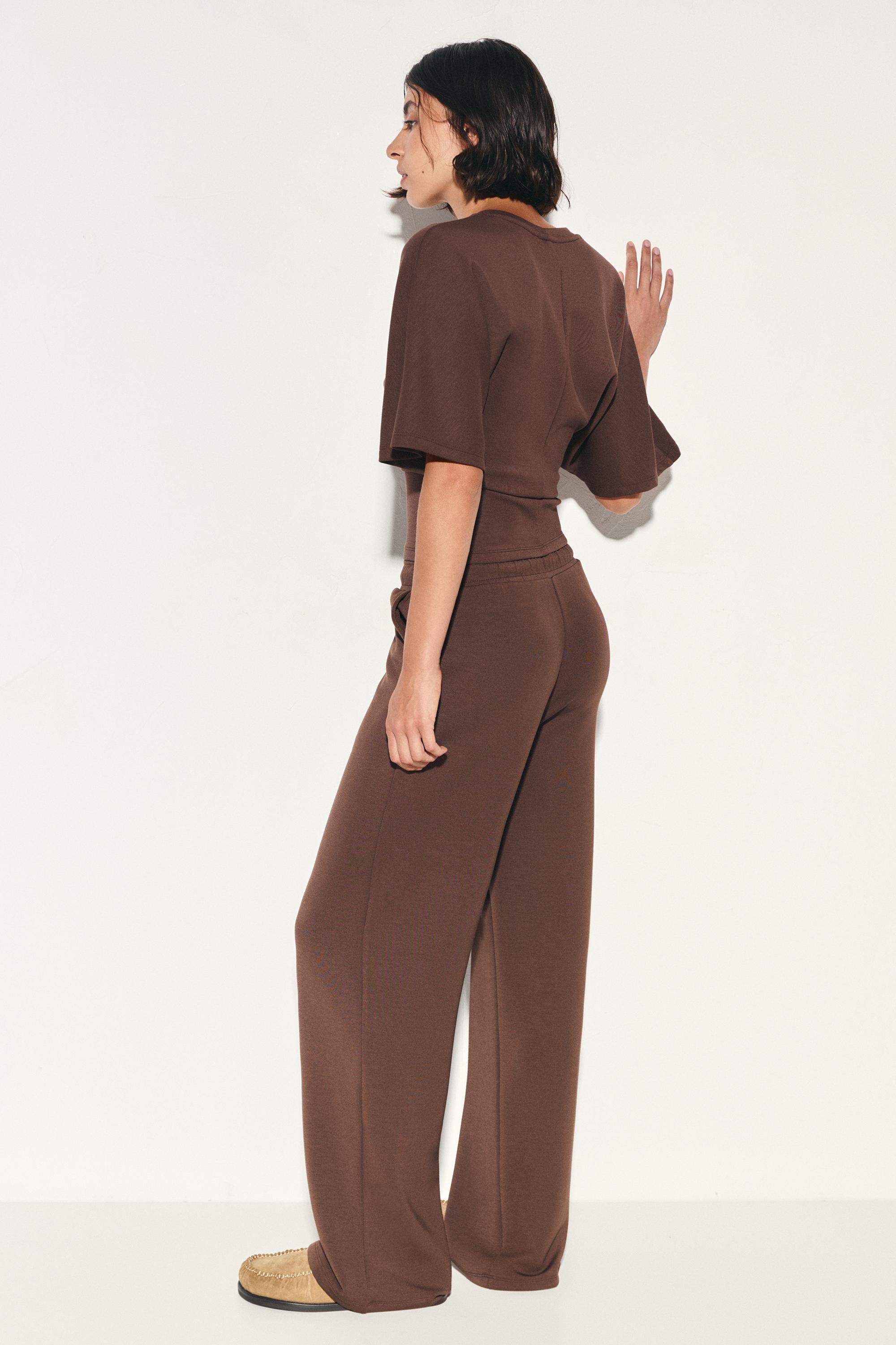 Modal wide-leg trousers — Brown