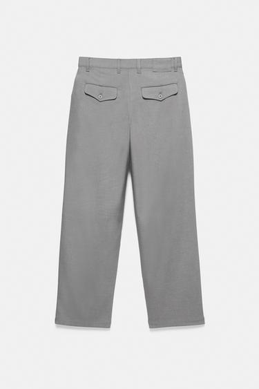 Darted tailored straight trousers — Grey 8