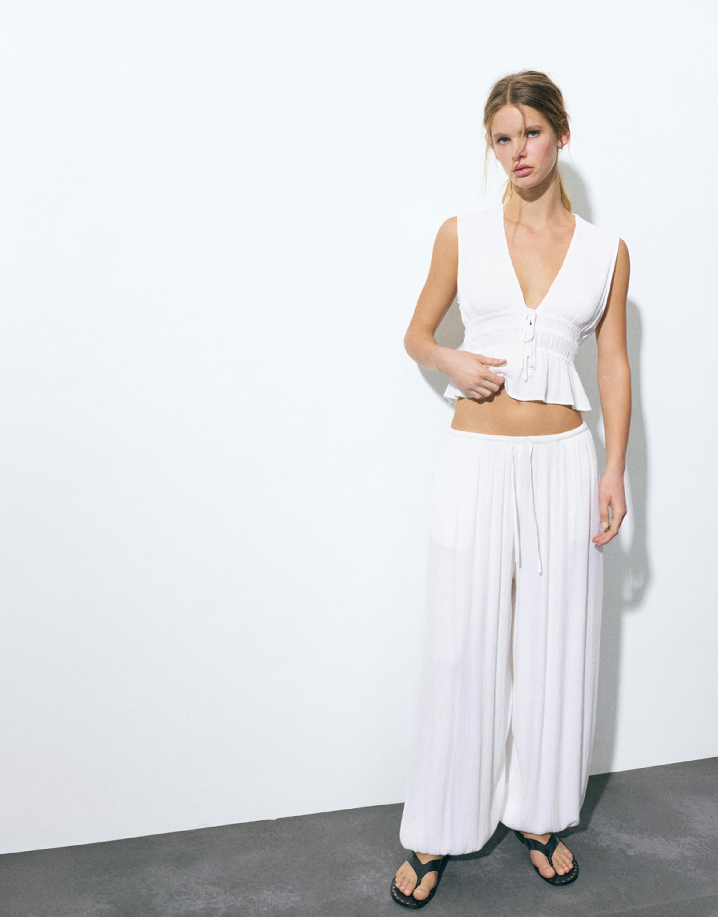 Sarouel crepe trousers — White