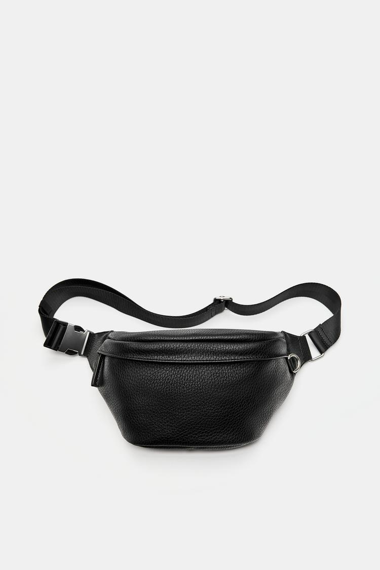 Textured belt bag — Black