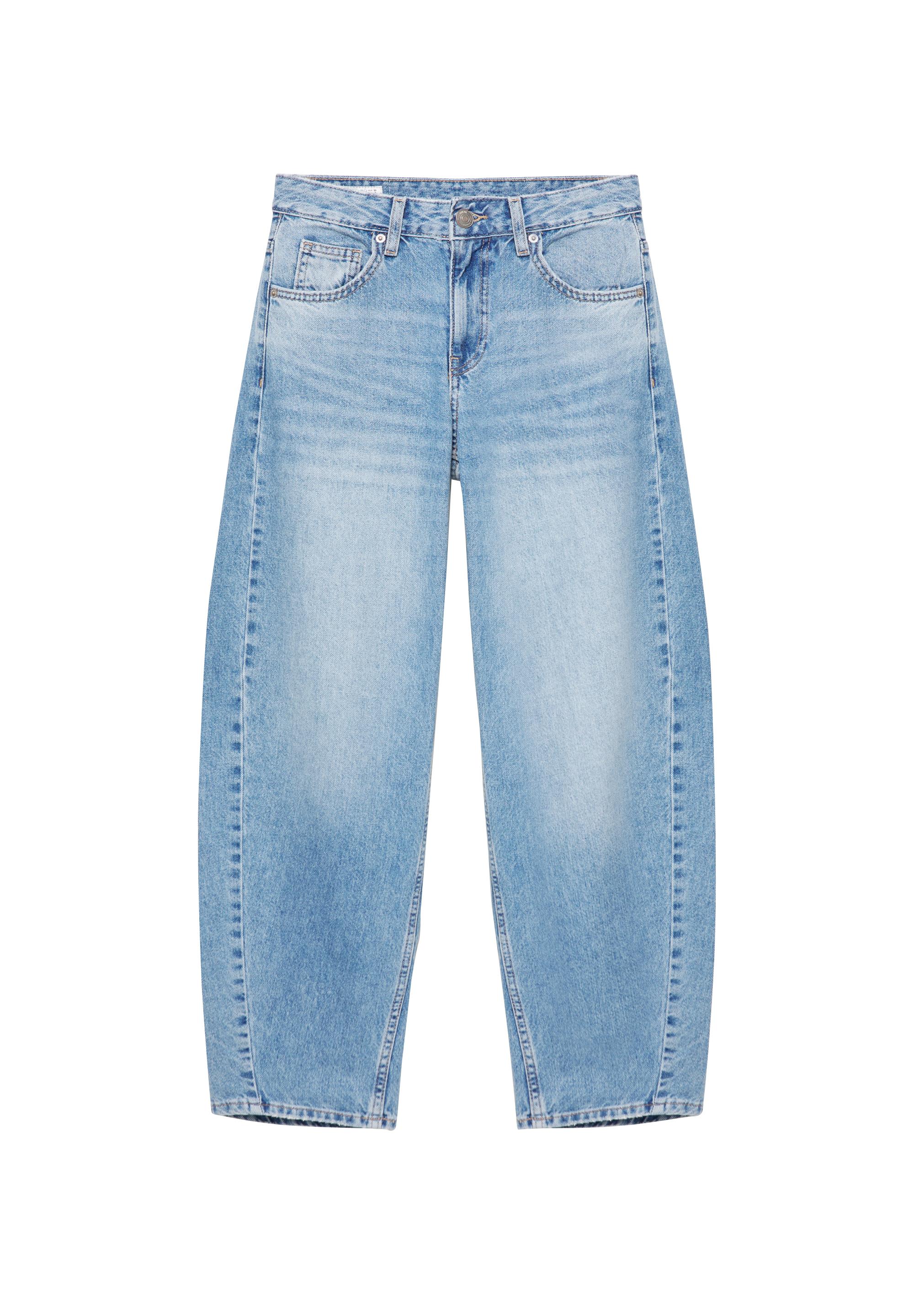 Low-rise barrel jeans — Medium blue