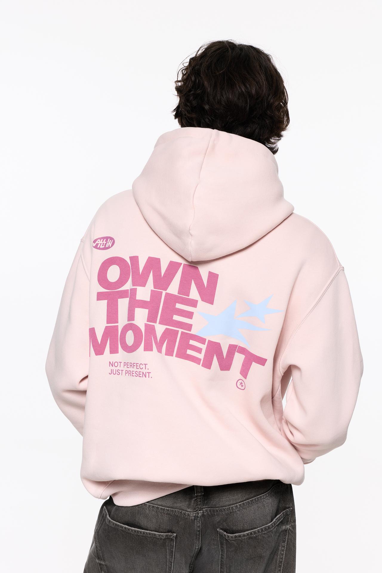 Graphic sweatshirt with hood — Pink