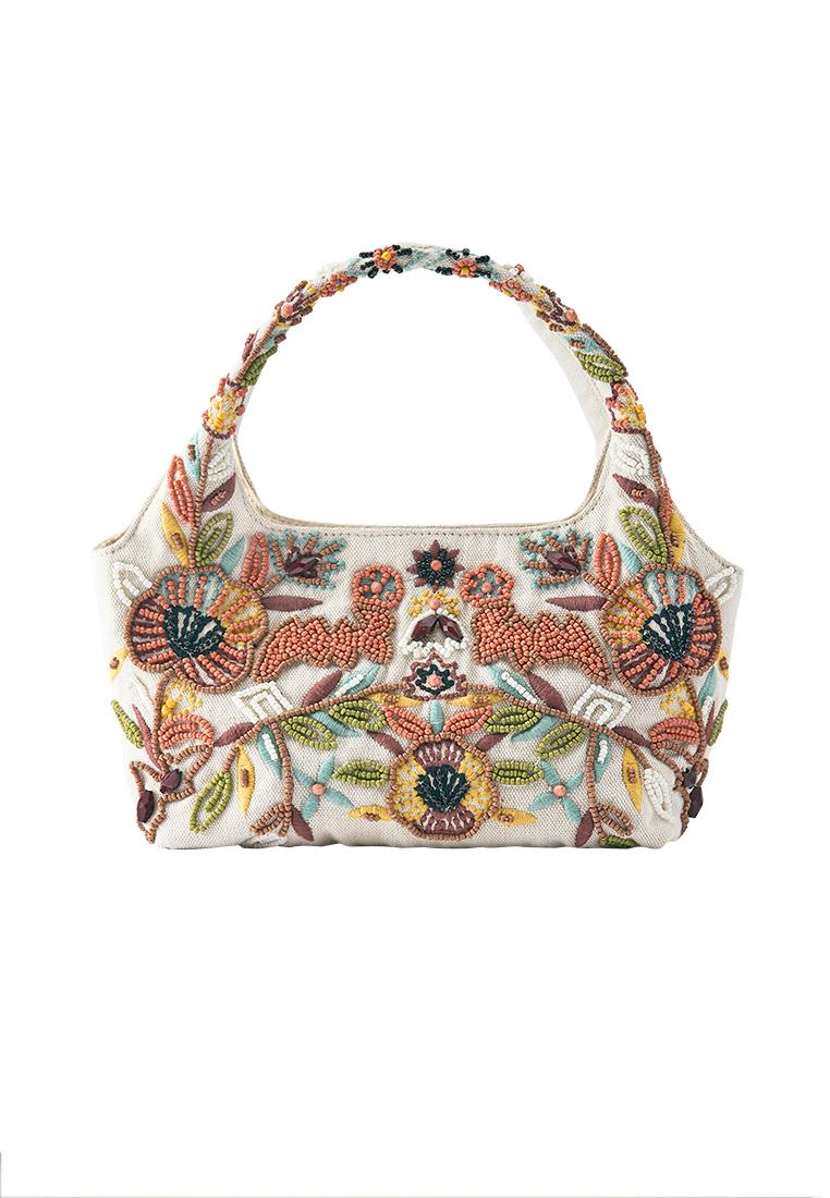 Beaded handbag — Ecru